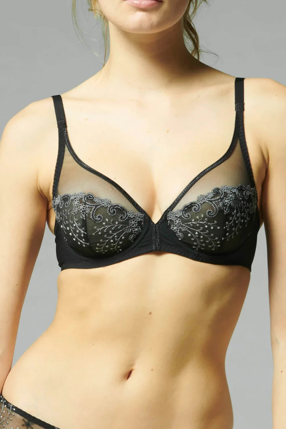 חזיה ללא ריפוד בשילוב רשת ותחרה Delice