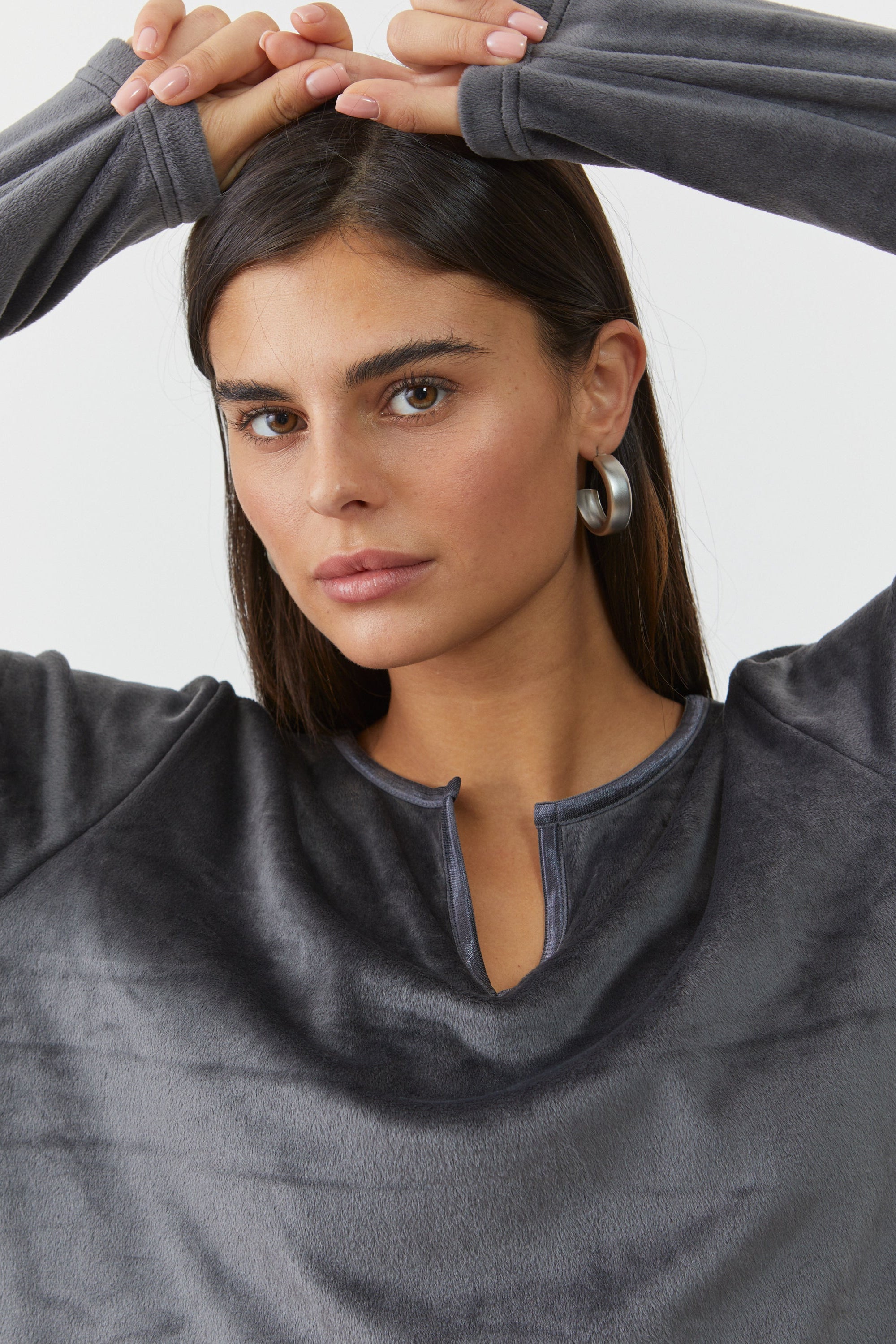 V Neck Velvet סט פיג'מה חורף