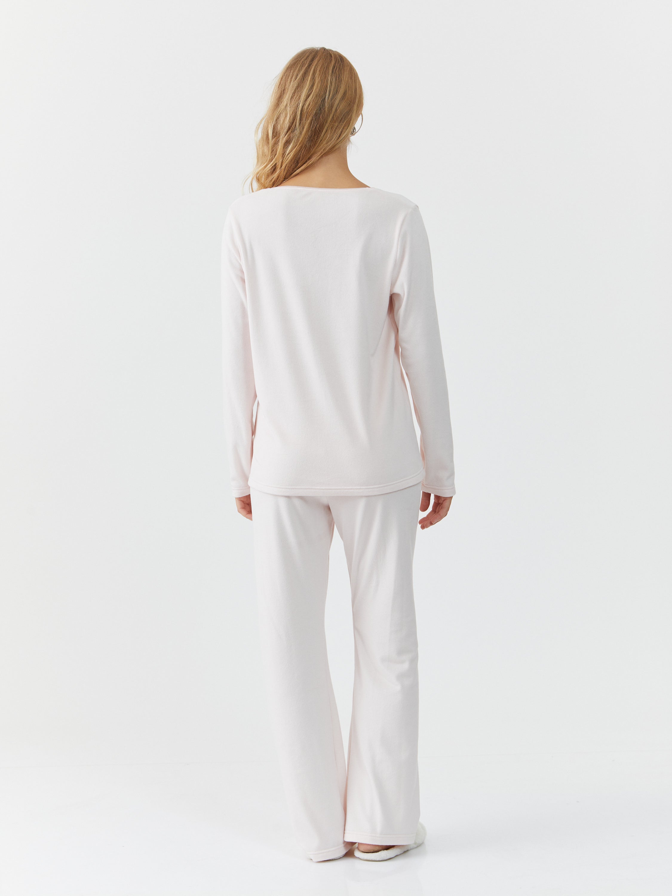 V Neck Velvet סט פיג'מה חורף