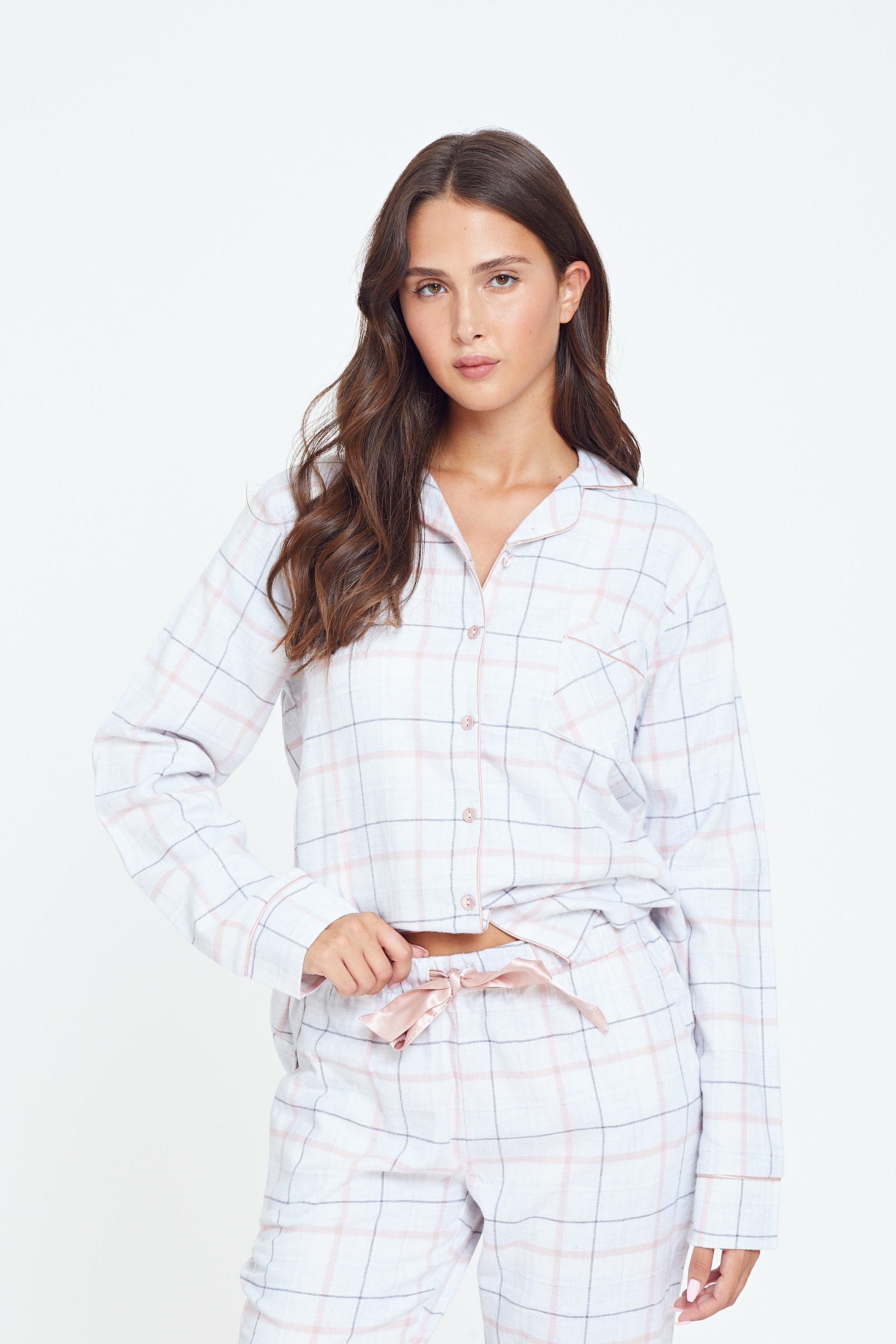 פיג'מה מכופתרת משבצות