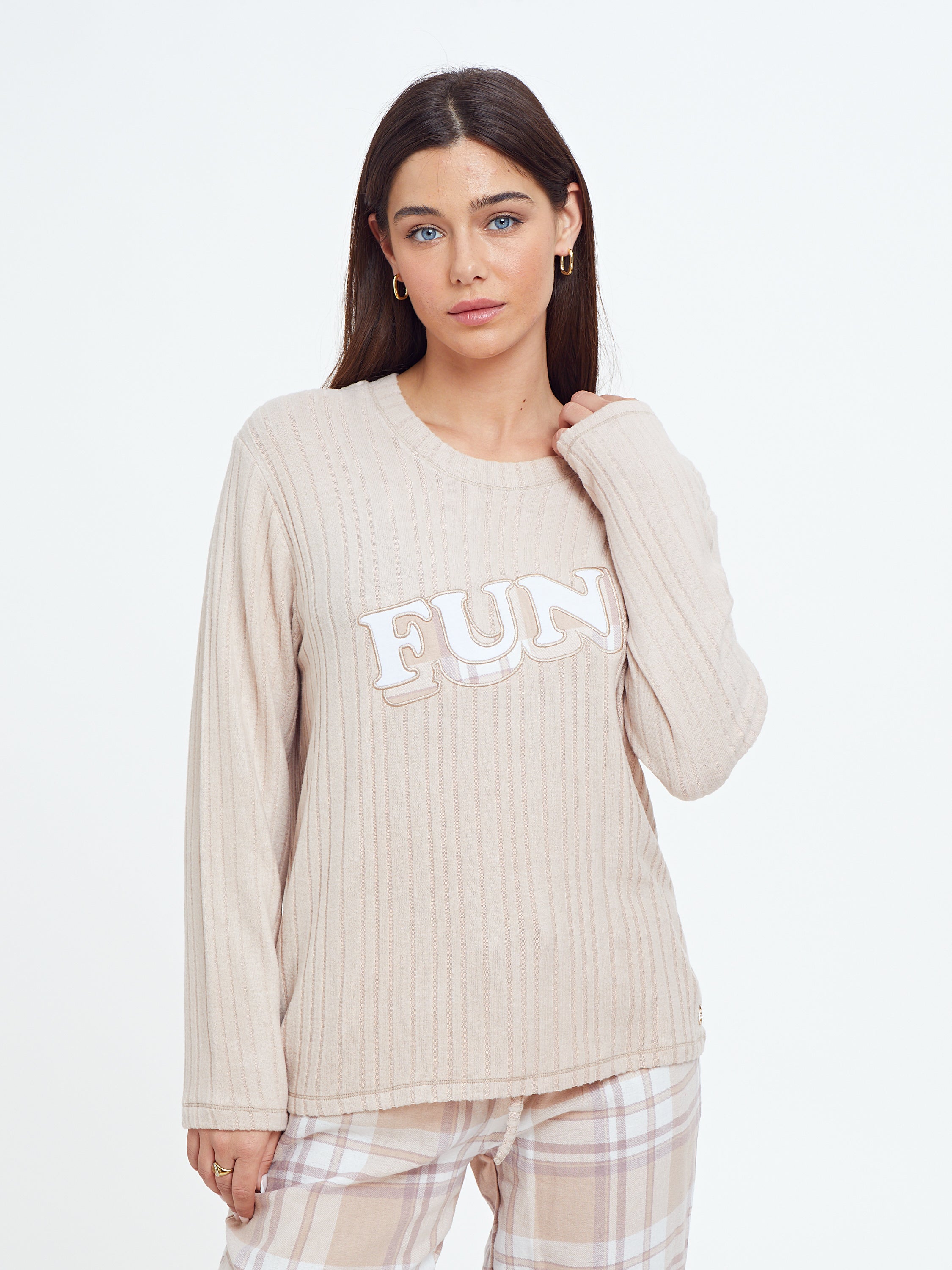 פיג'מה ריב ויסקוזה מכנס משבצות