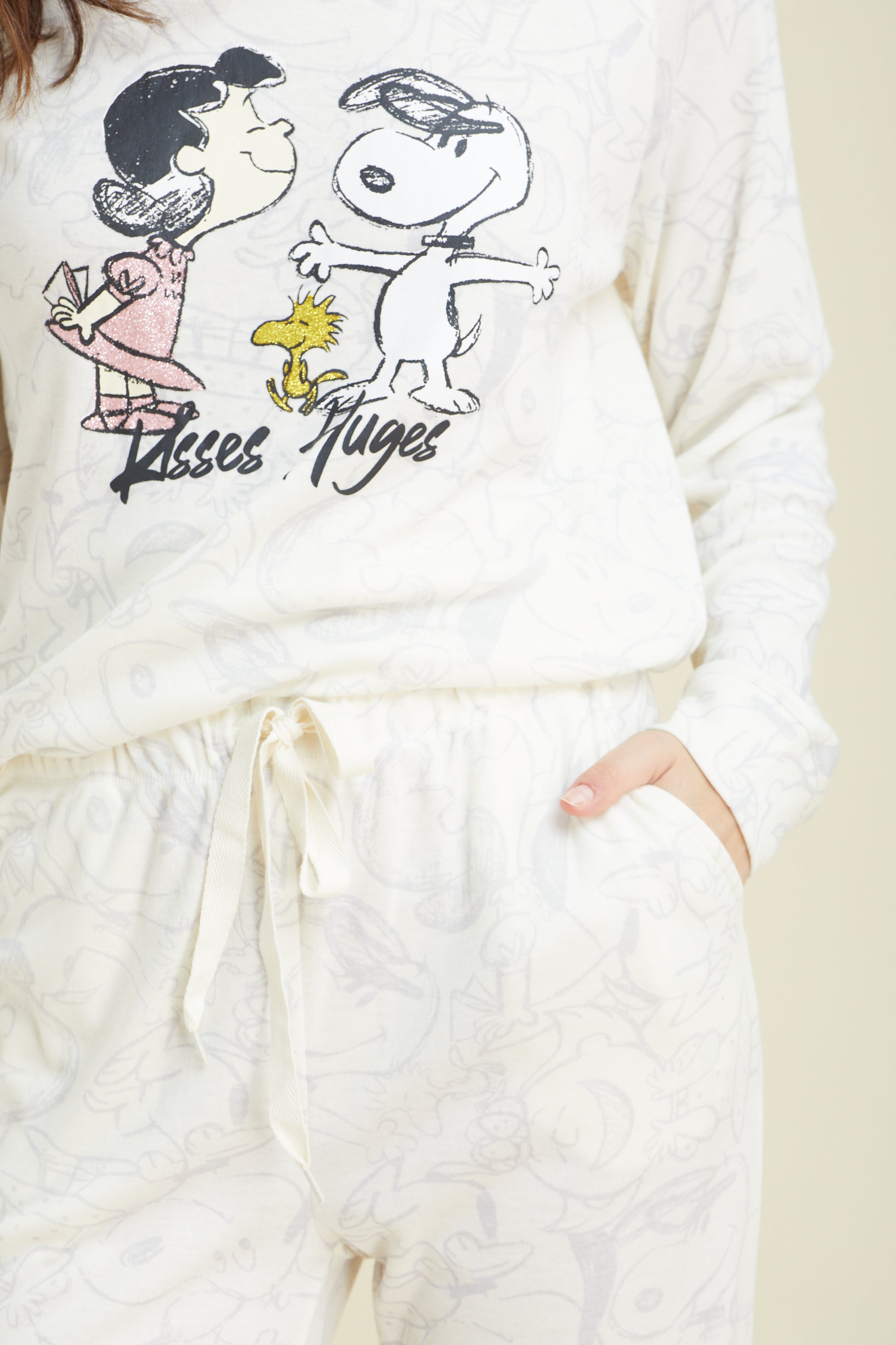 KISSES HUGES סט פיג'מה ארוכה דקה