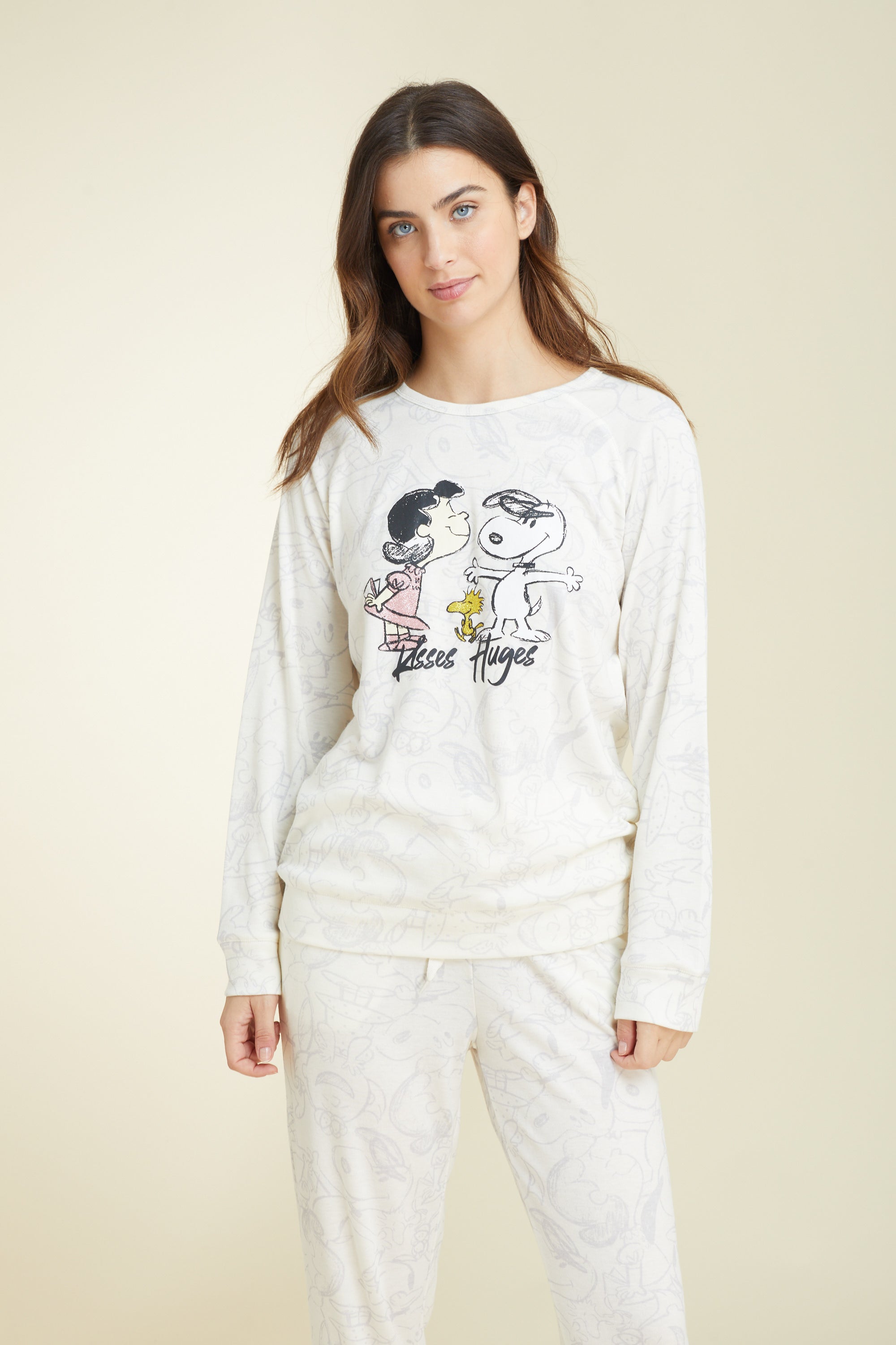 KISSES HUGES סט פיג'מה ארוכה דקה