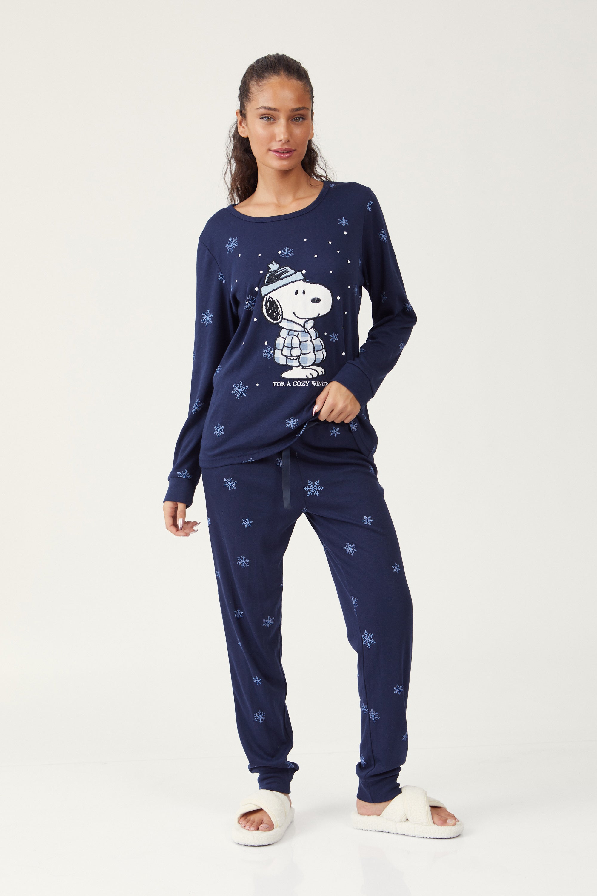 COZY WINTER סט פיג'מה ארוכה דקה