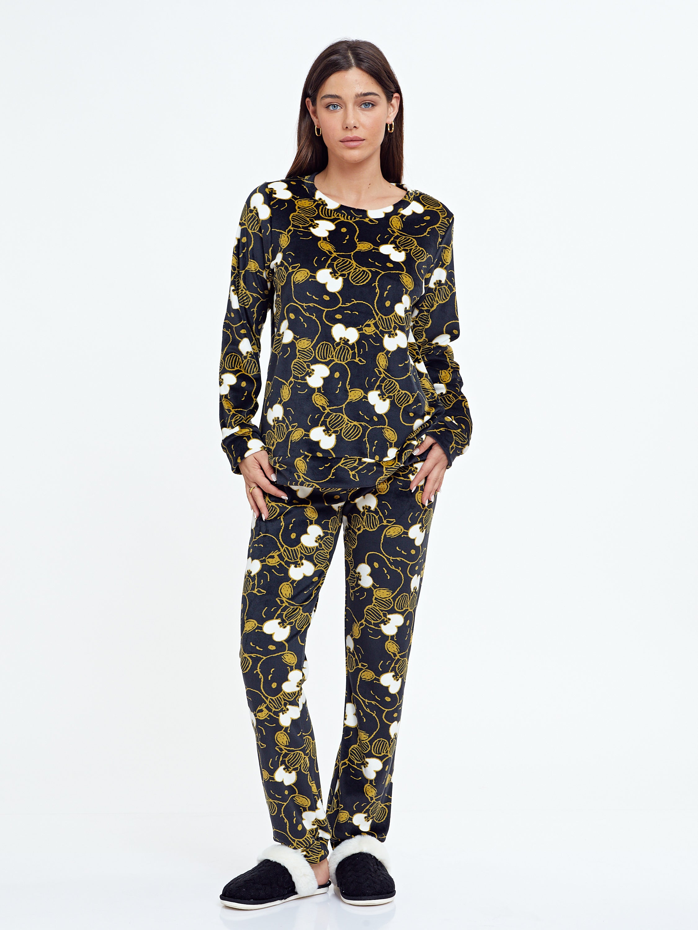 סט פיג'מת קטיפה סנופי