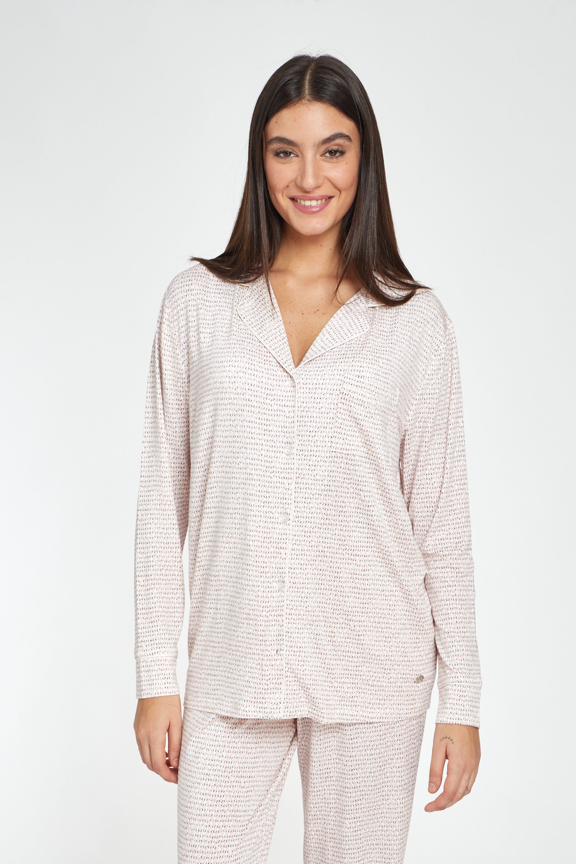 סט פיג'מה ארוכה מכופתרת ויסקוזה