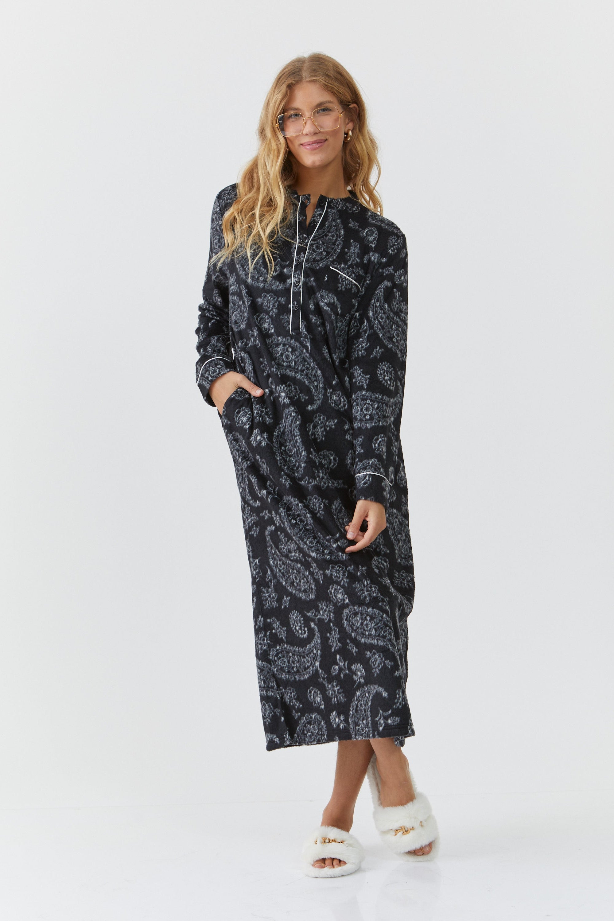 כותנת לילה פייזלי מינק