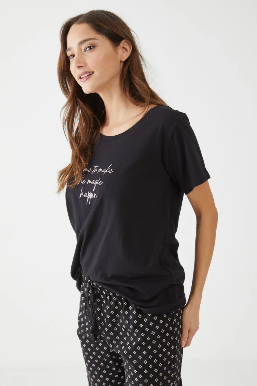 סט פיג'מה 100% כותנה מכנס ארוך