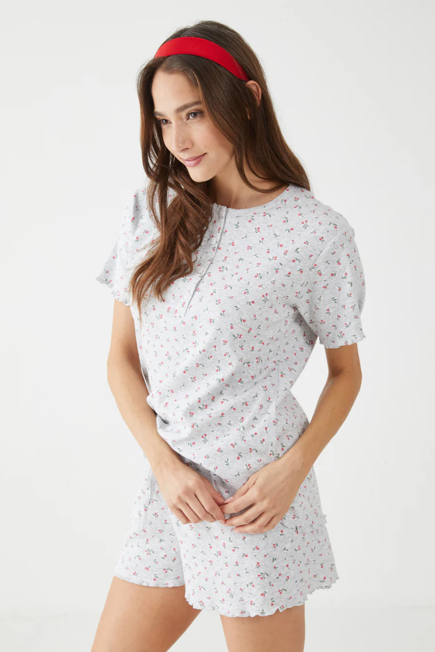 סט פיג'מה קצרה ריב פרחים