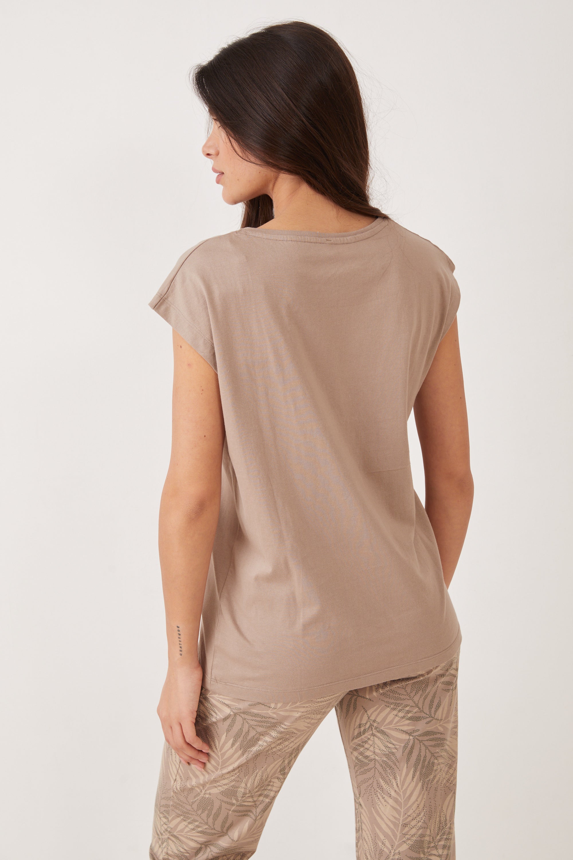 פיג'מה מכנס ארוך כותנה עלים