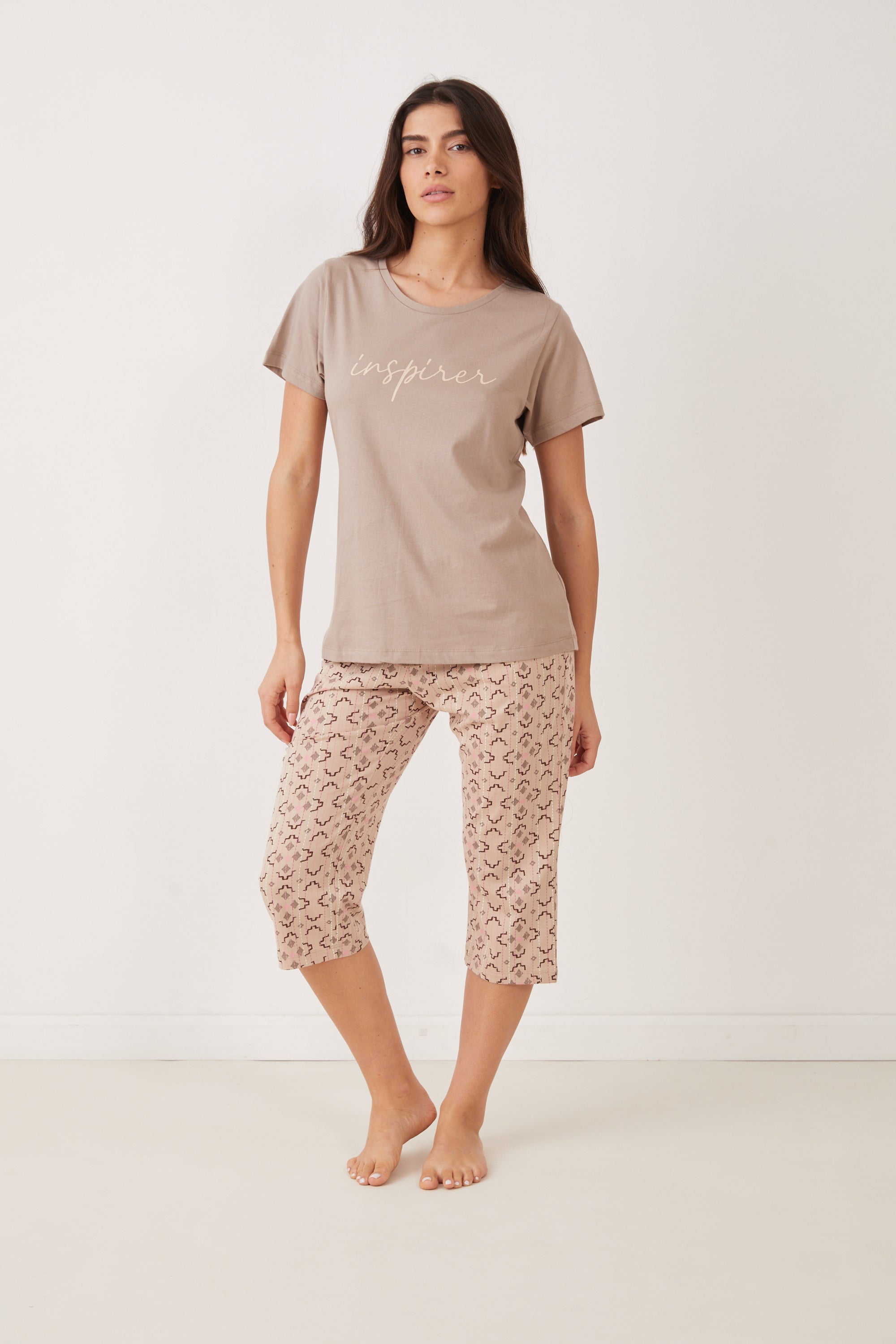 פיג'מה 3/4 כותנה