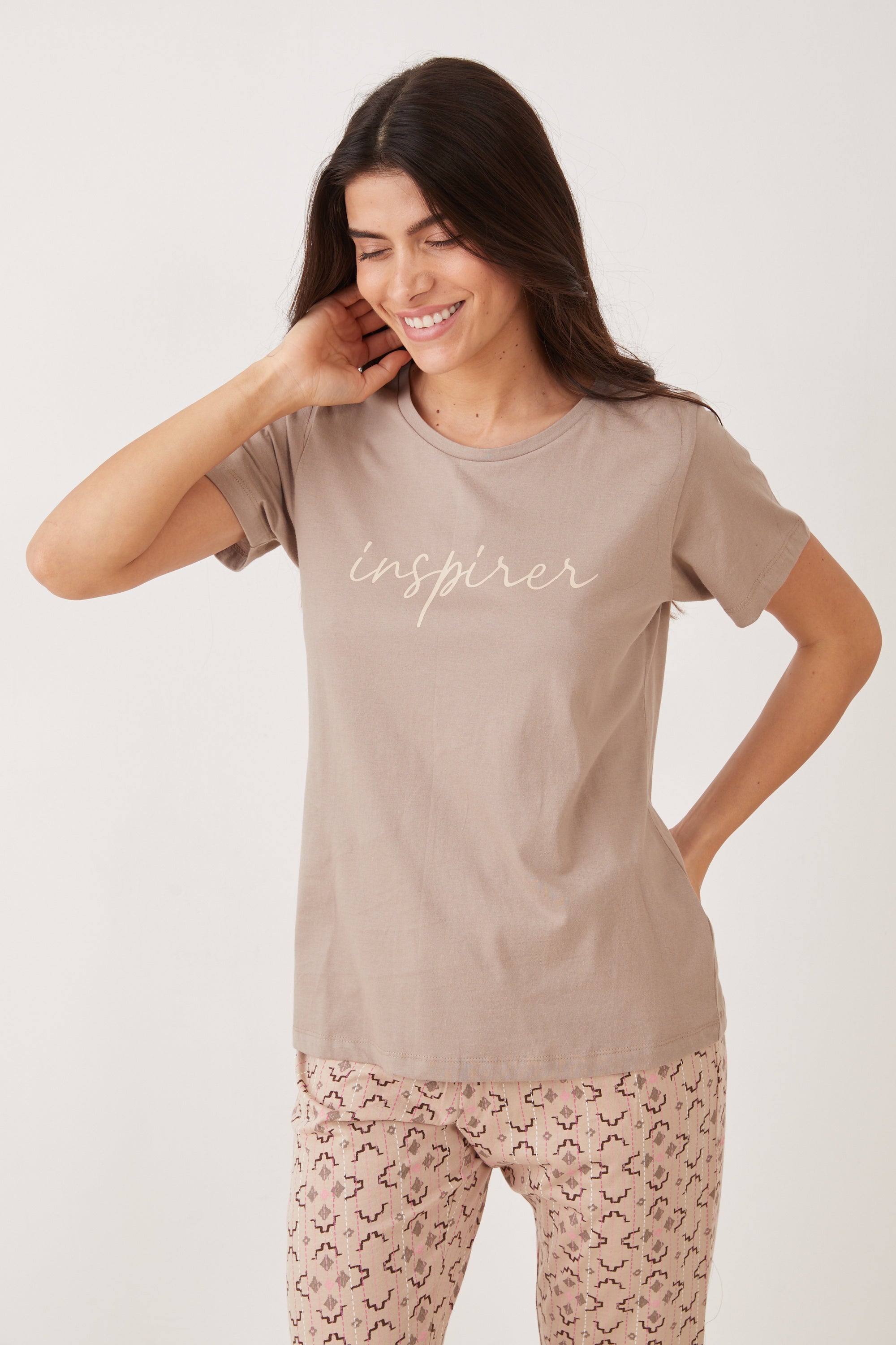 פיג'מה 3/4 כותנה