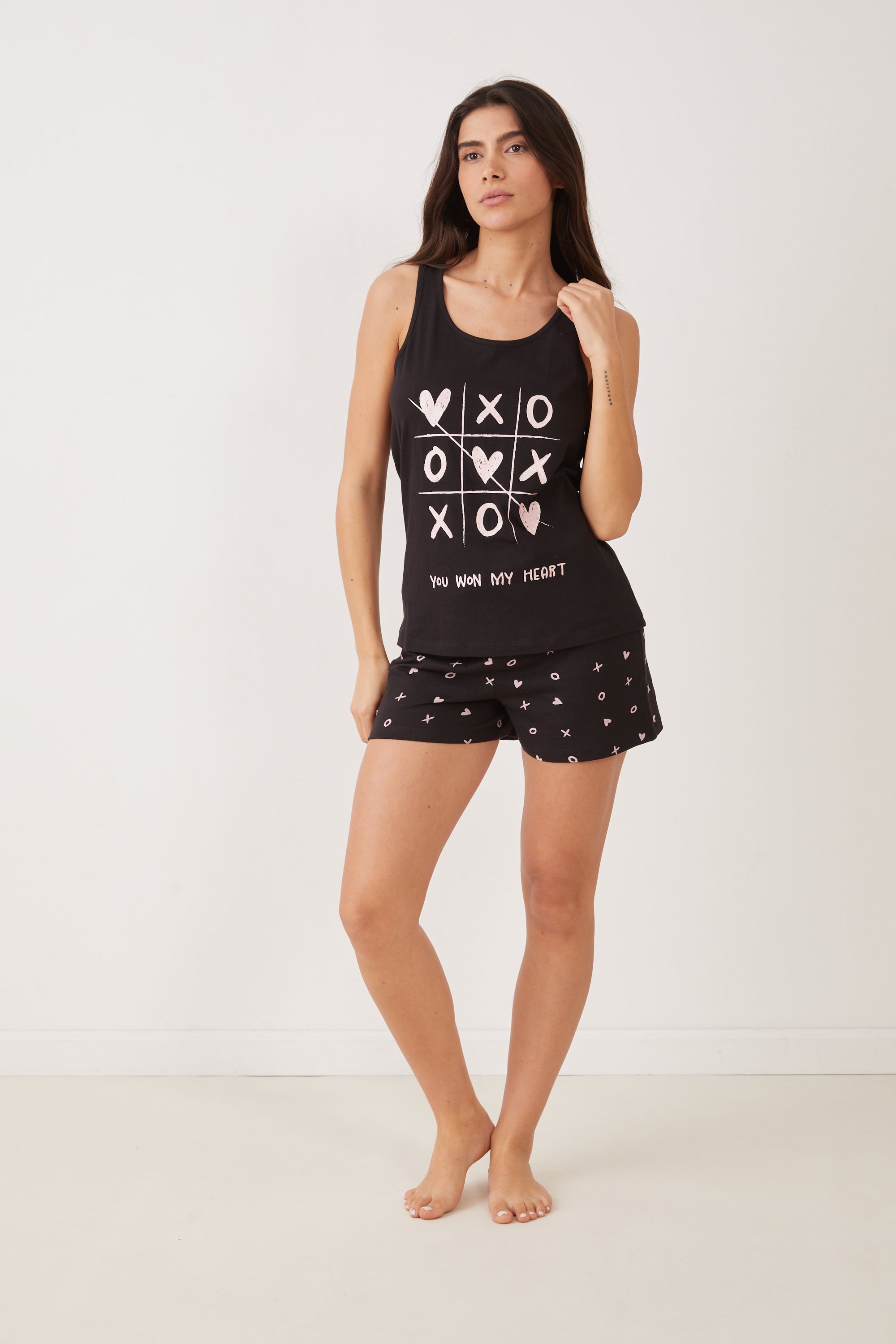 פיג'מה גופייה כותנה נשיקות