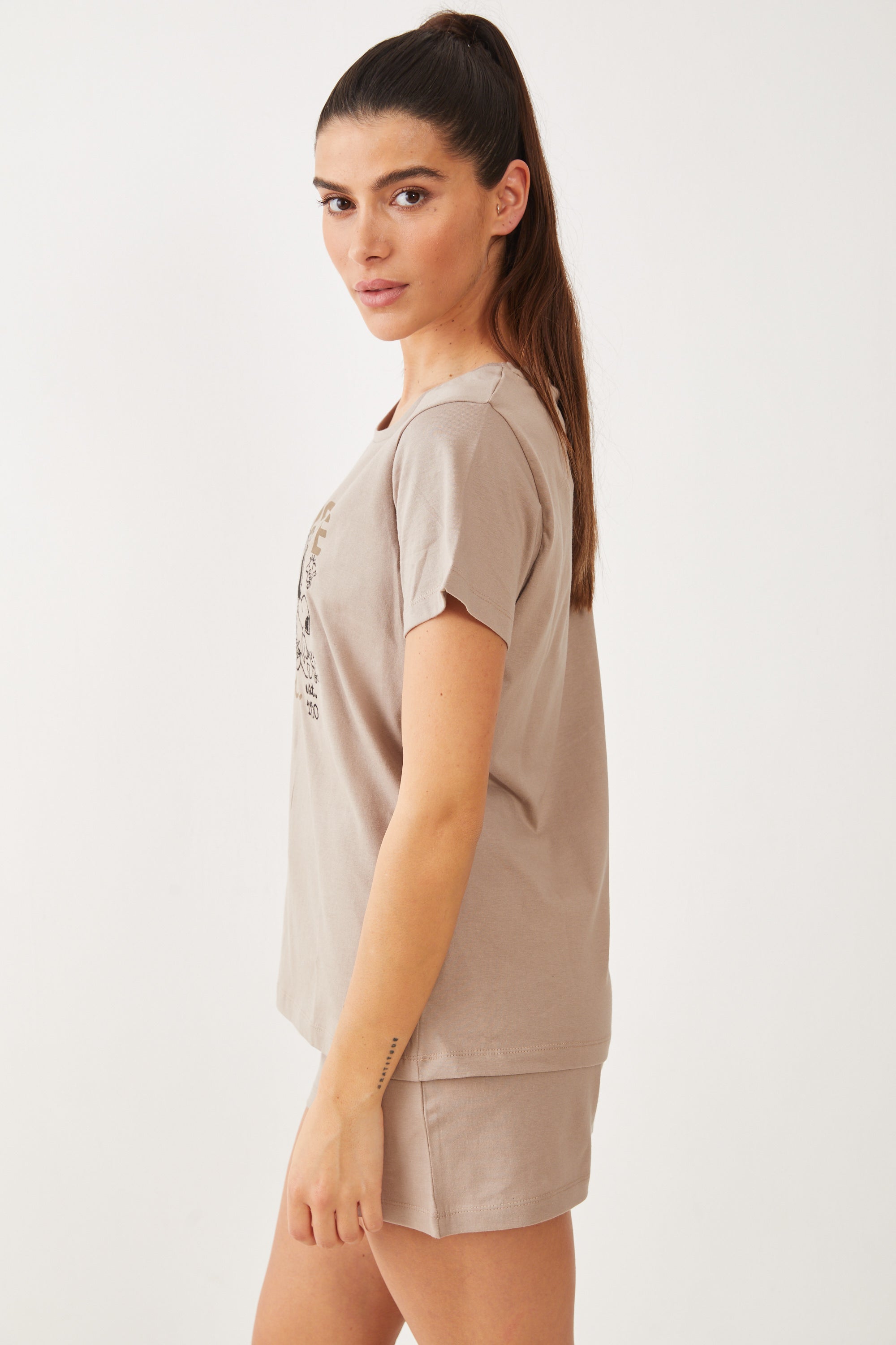 פיג'מה קצרה כותנה סנופי שמח