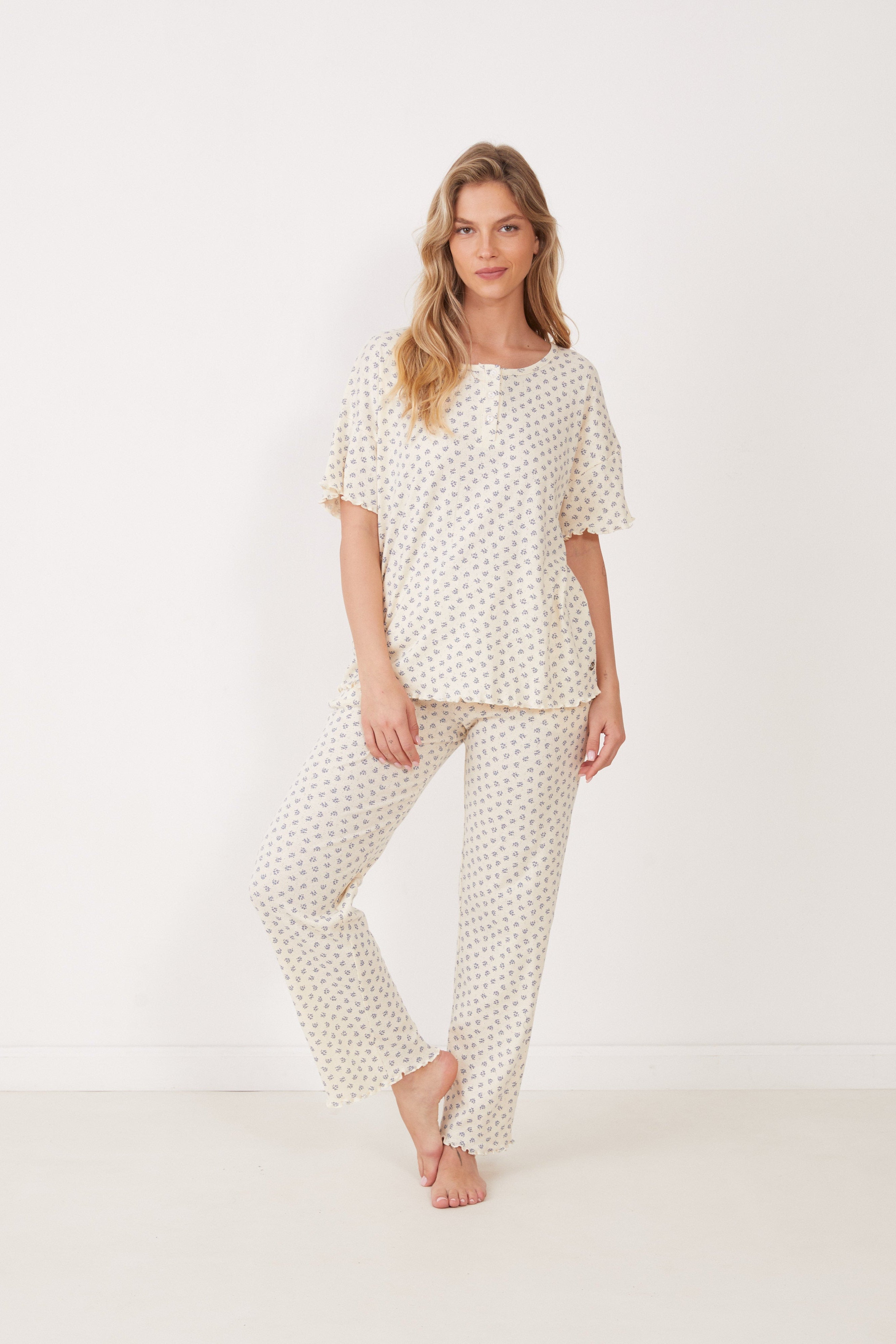 סט פיג'מת קיץ 100% כותנה