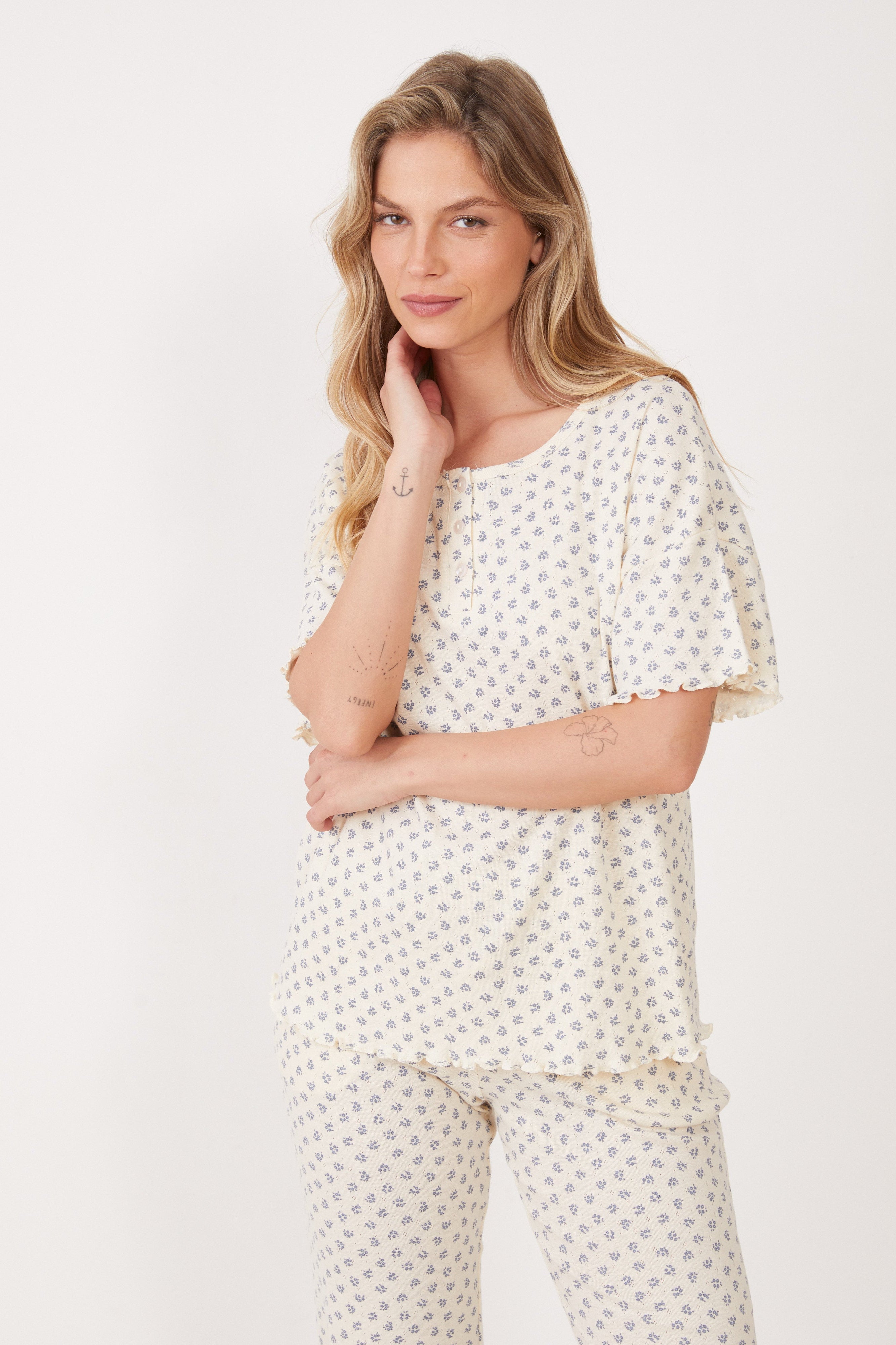 סט פיג'מת קיץ 100% כותנה