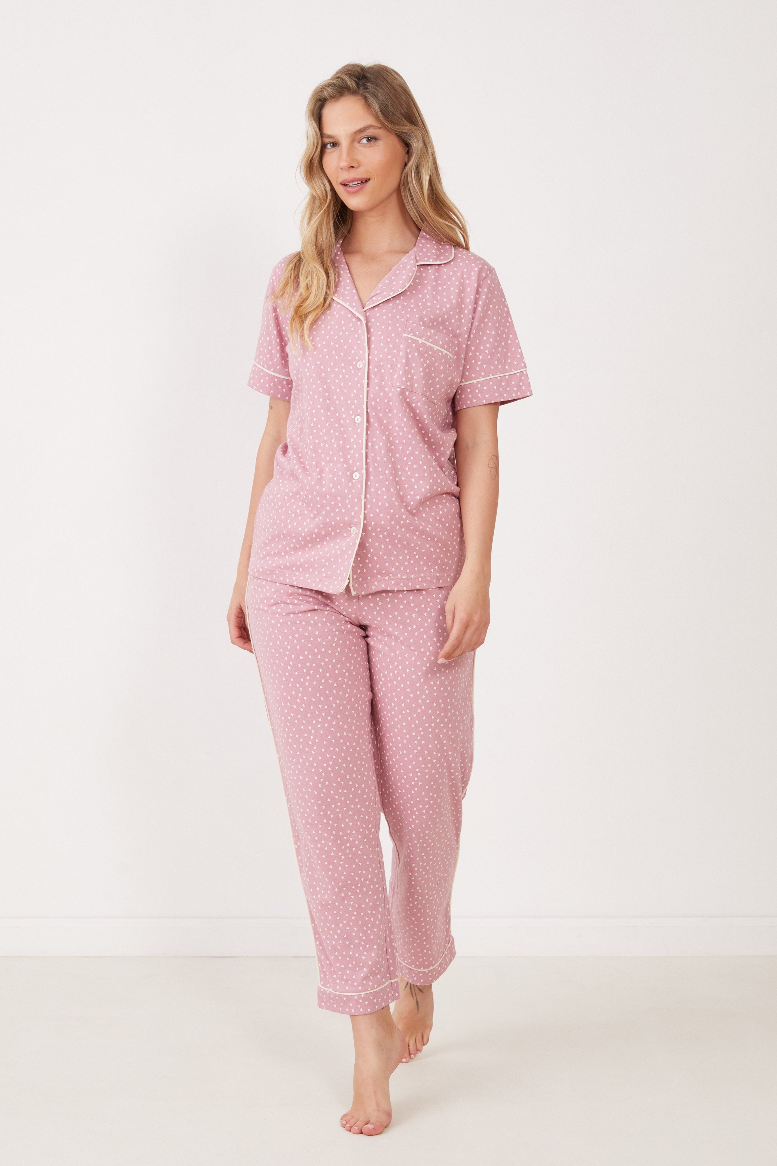 סט פיג'מת קיץ מכנס ארוך