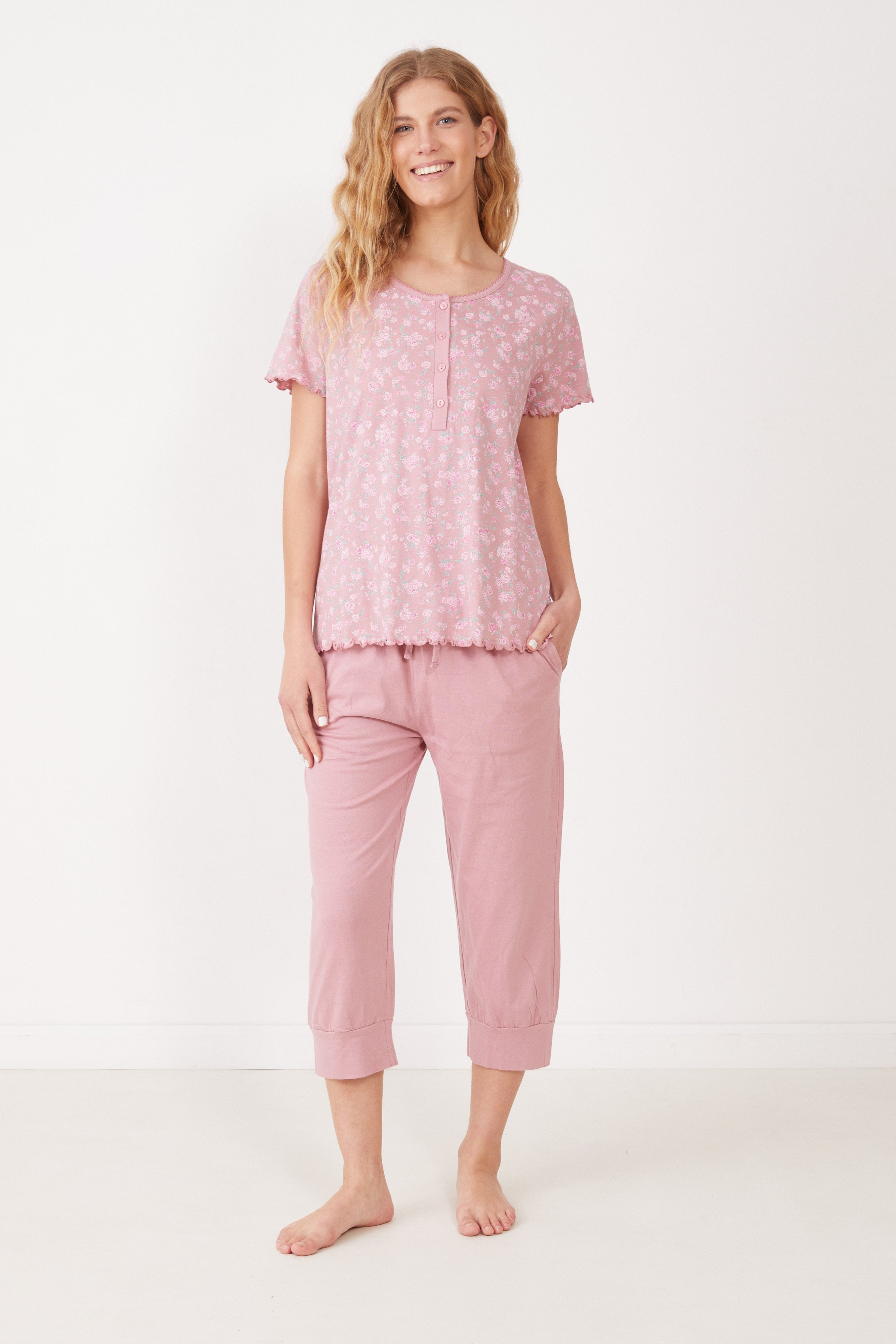 פיג'מת קיץ כותנה מכנס ארוך