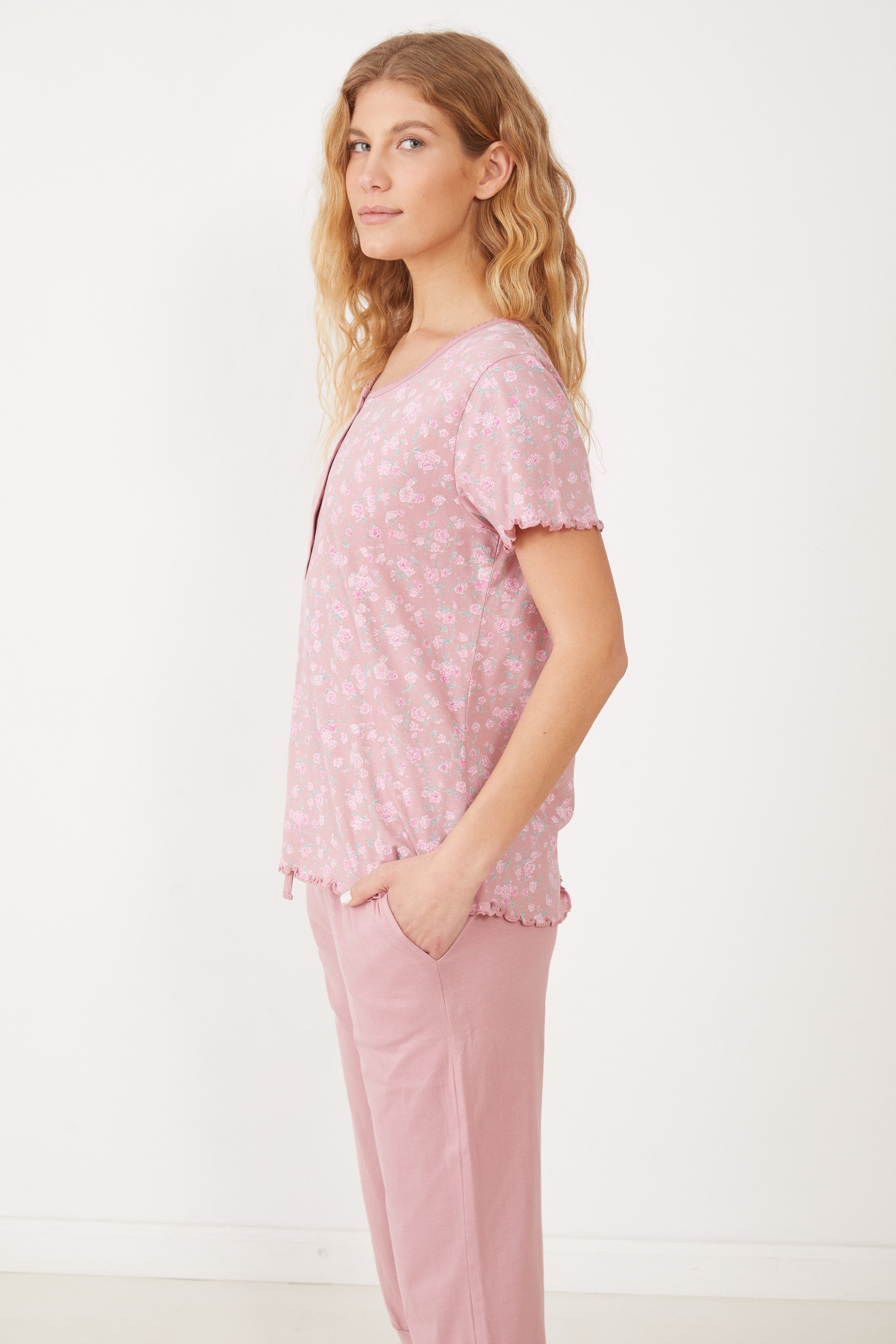 פיג'מת קיץ כותנה מכנס ארוך