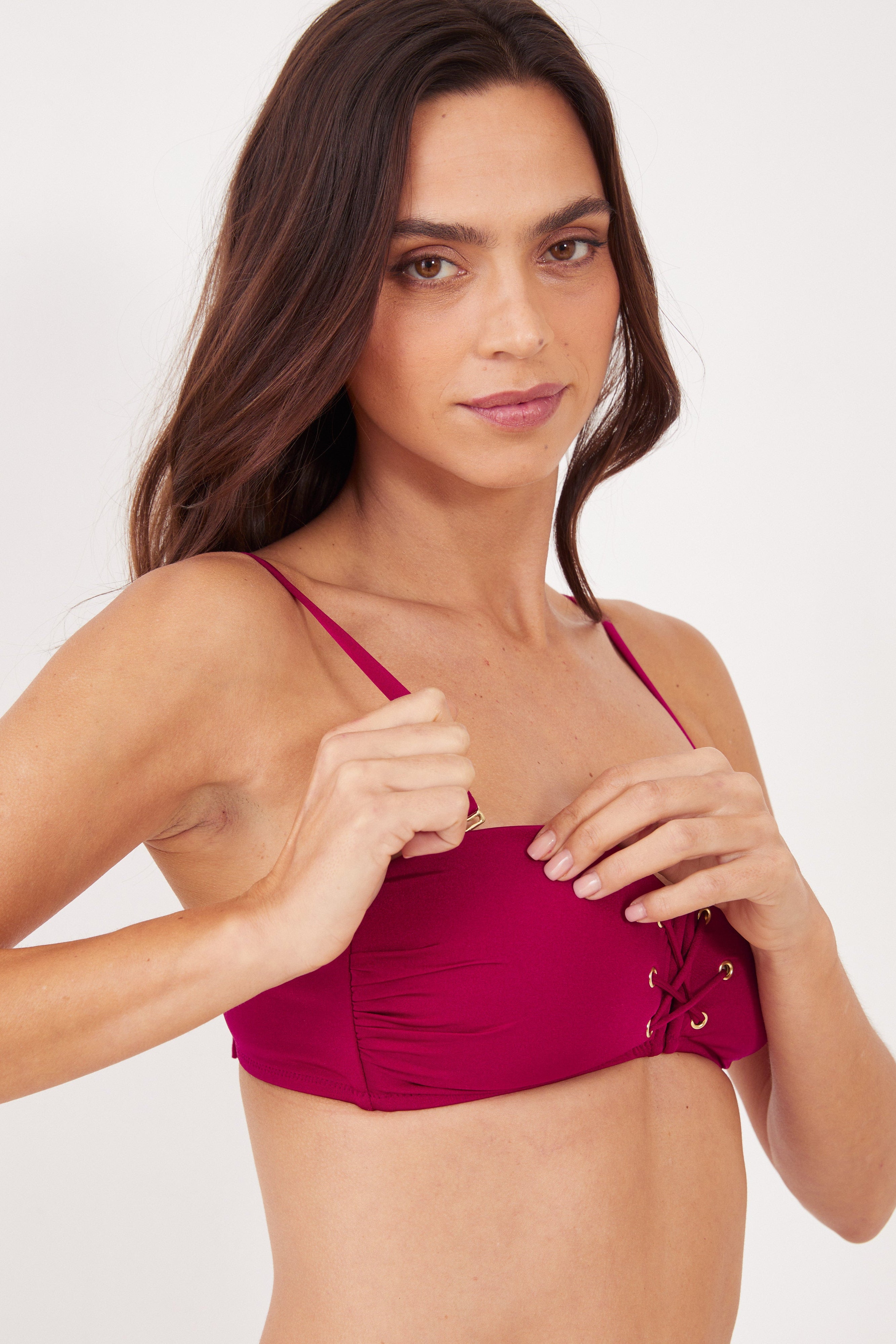 בגד ים סטרפלס מבריק