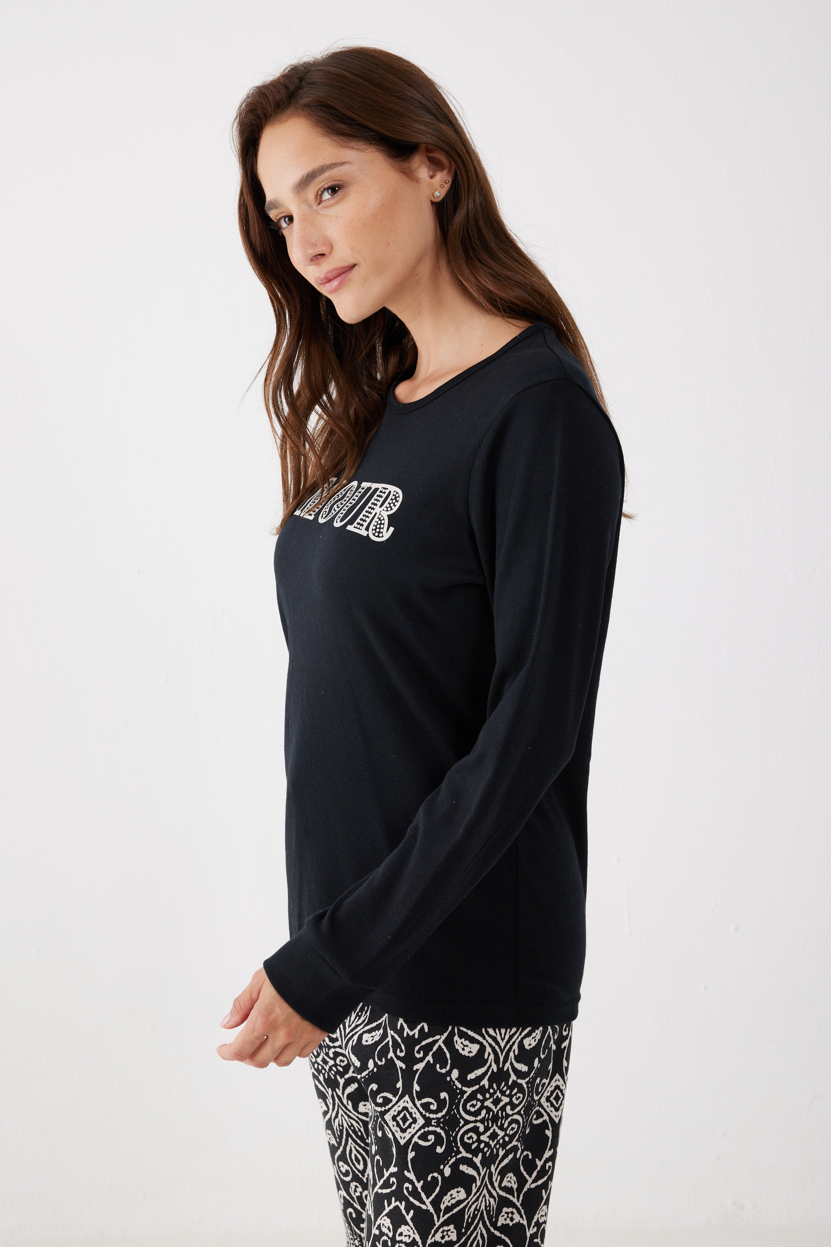 סט פיג'מה ארוכה דקה AMOUR