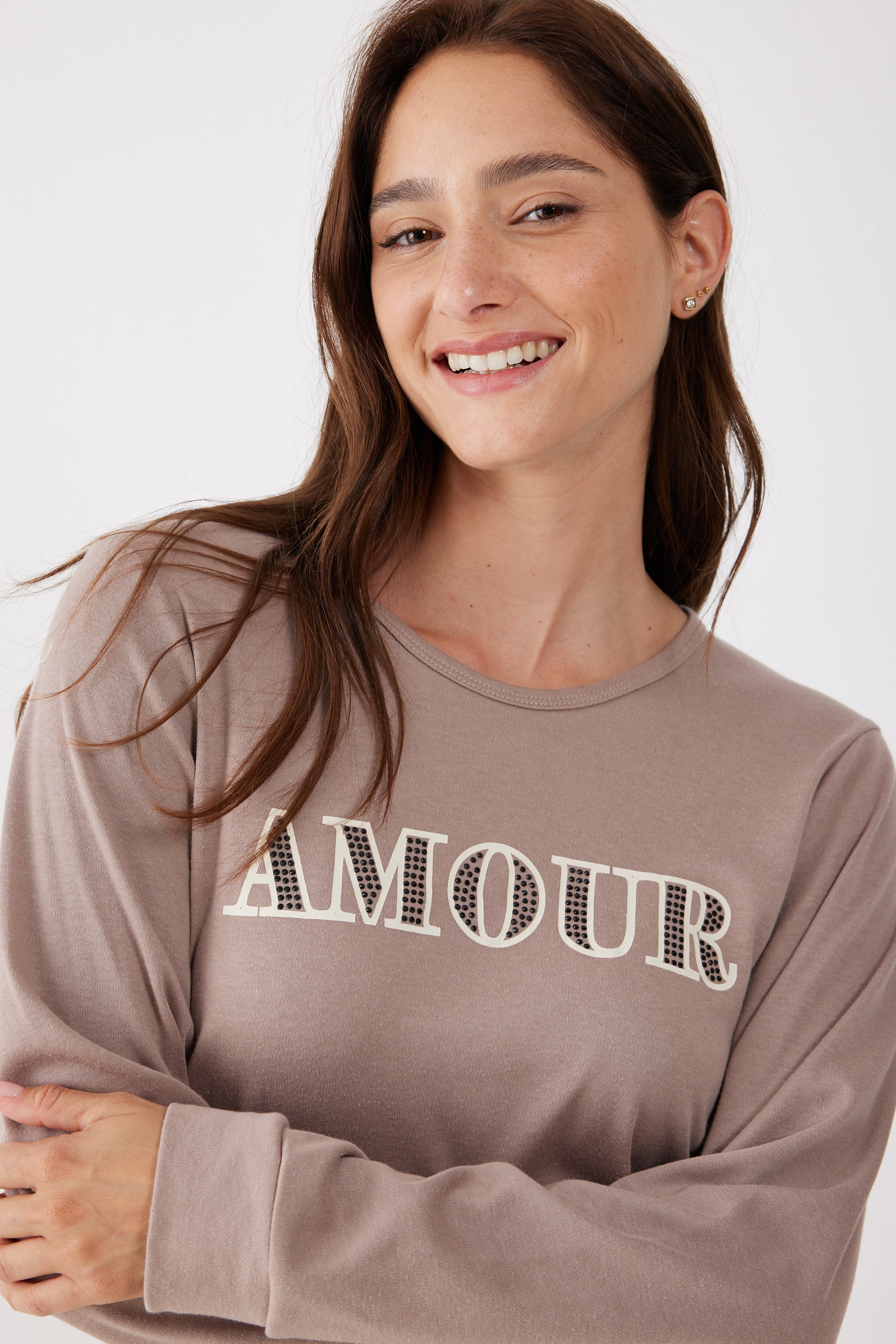 סט פיג'מה ארוכה דקה AMOUR