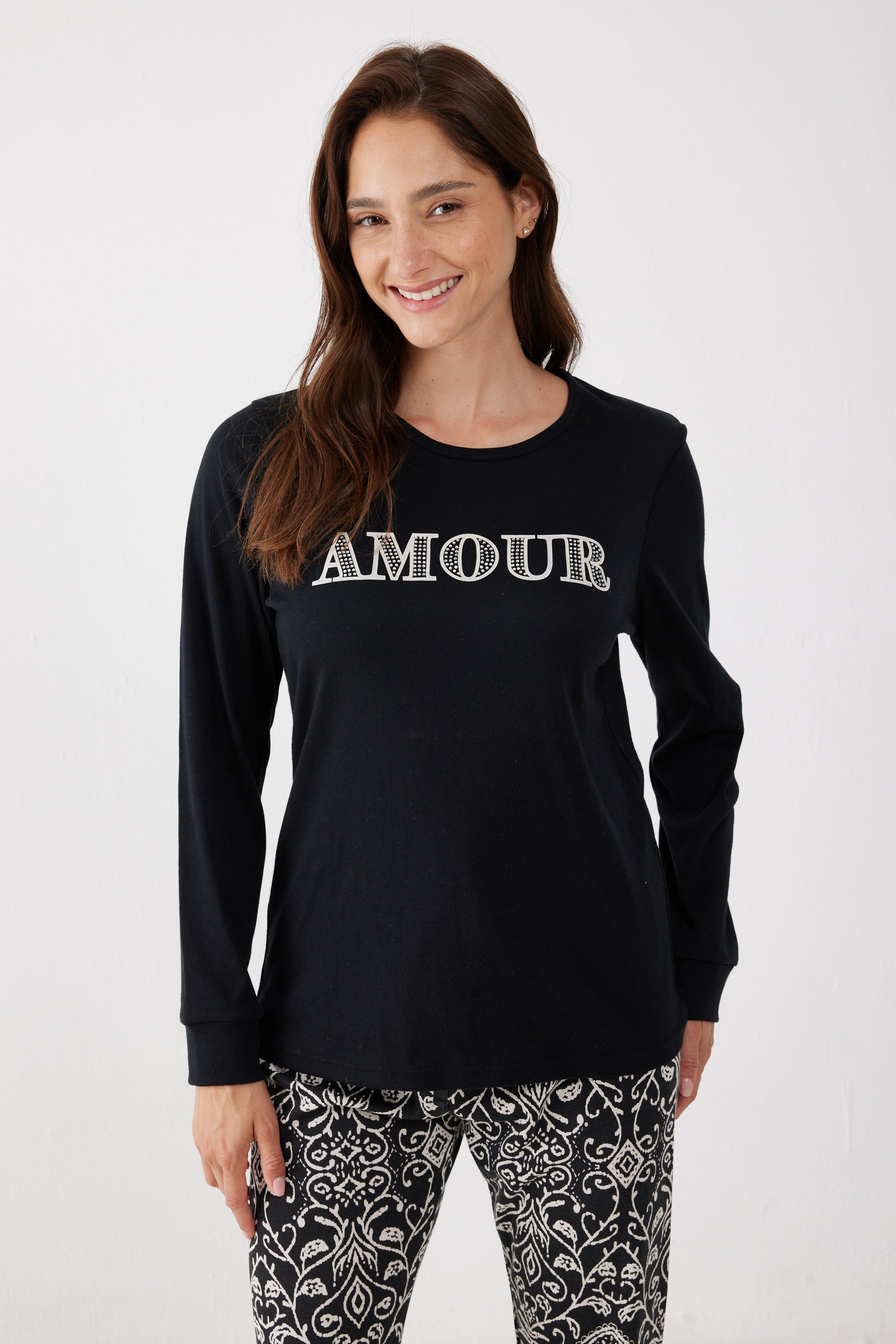 סט פיג'מה ארוכה דקה AMOUR