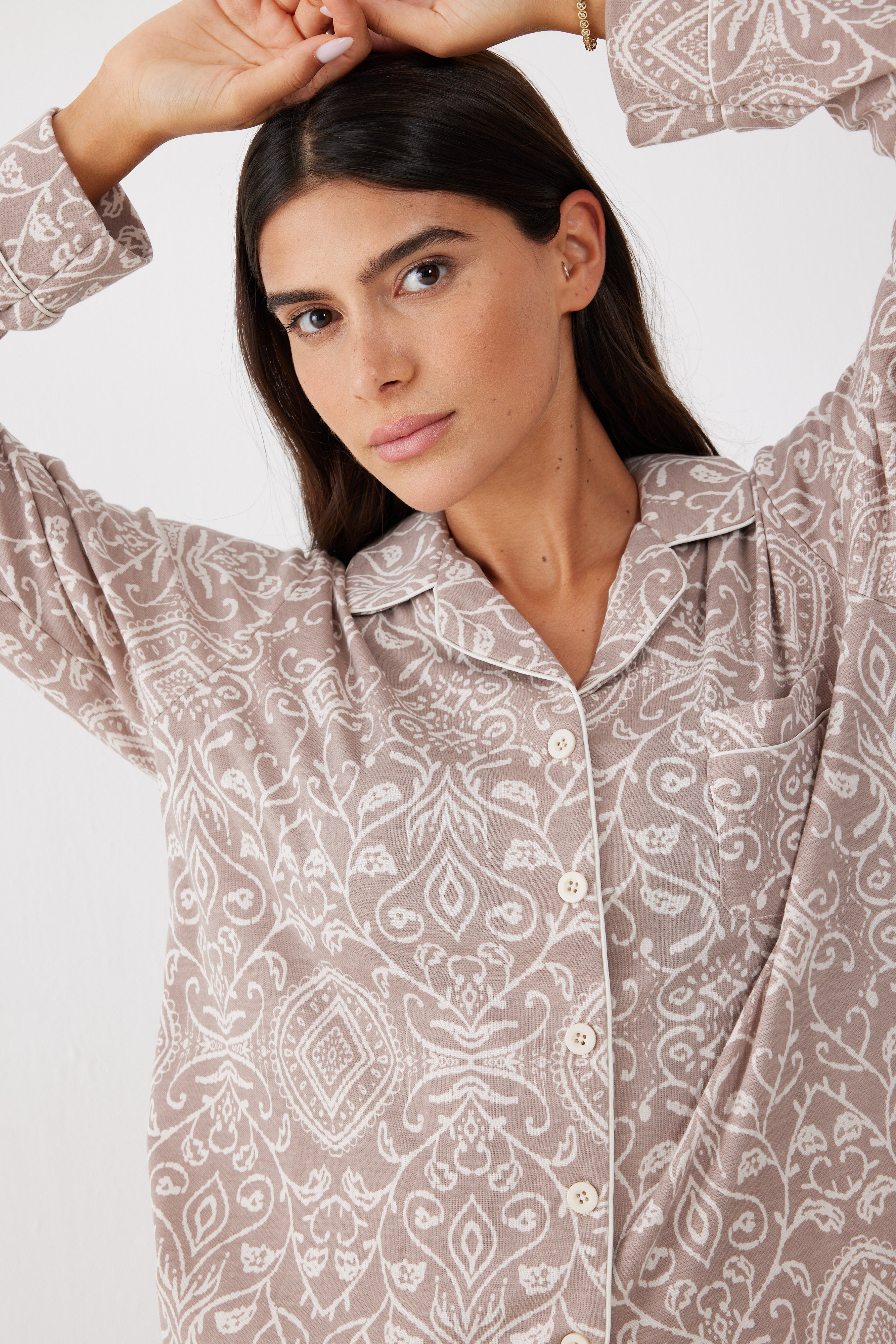 פיג'מה מכופתרת אינטרלוק