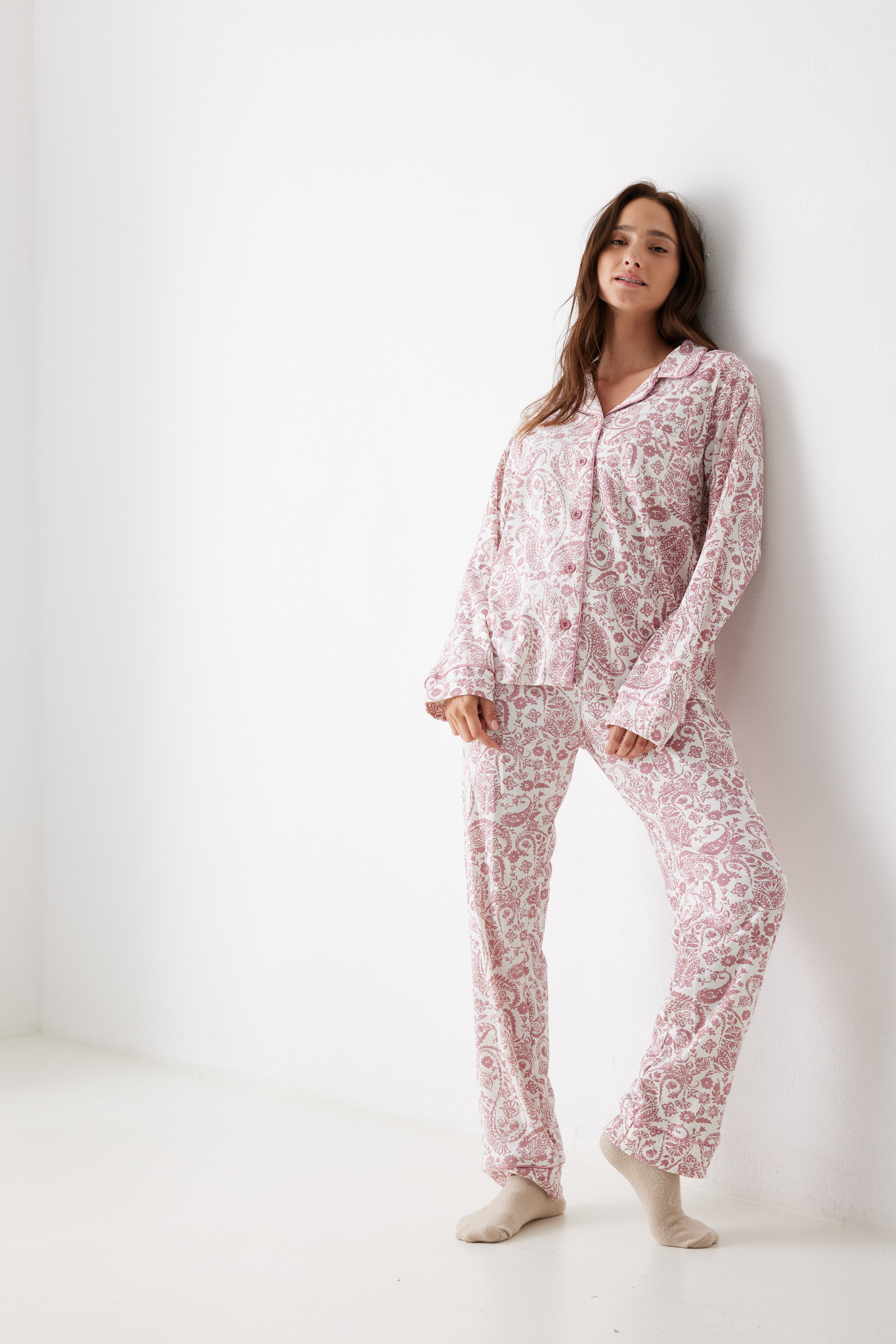 פיג'מה אינטרלוק מכופתרת