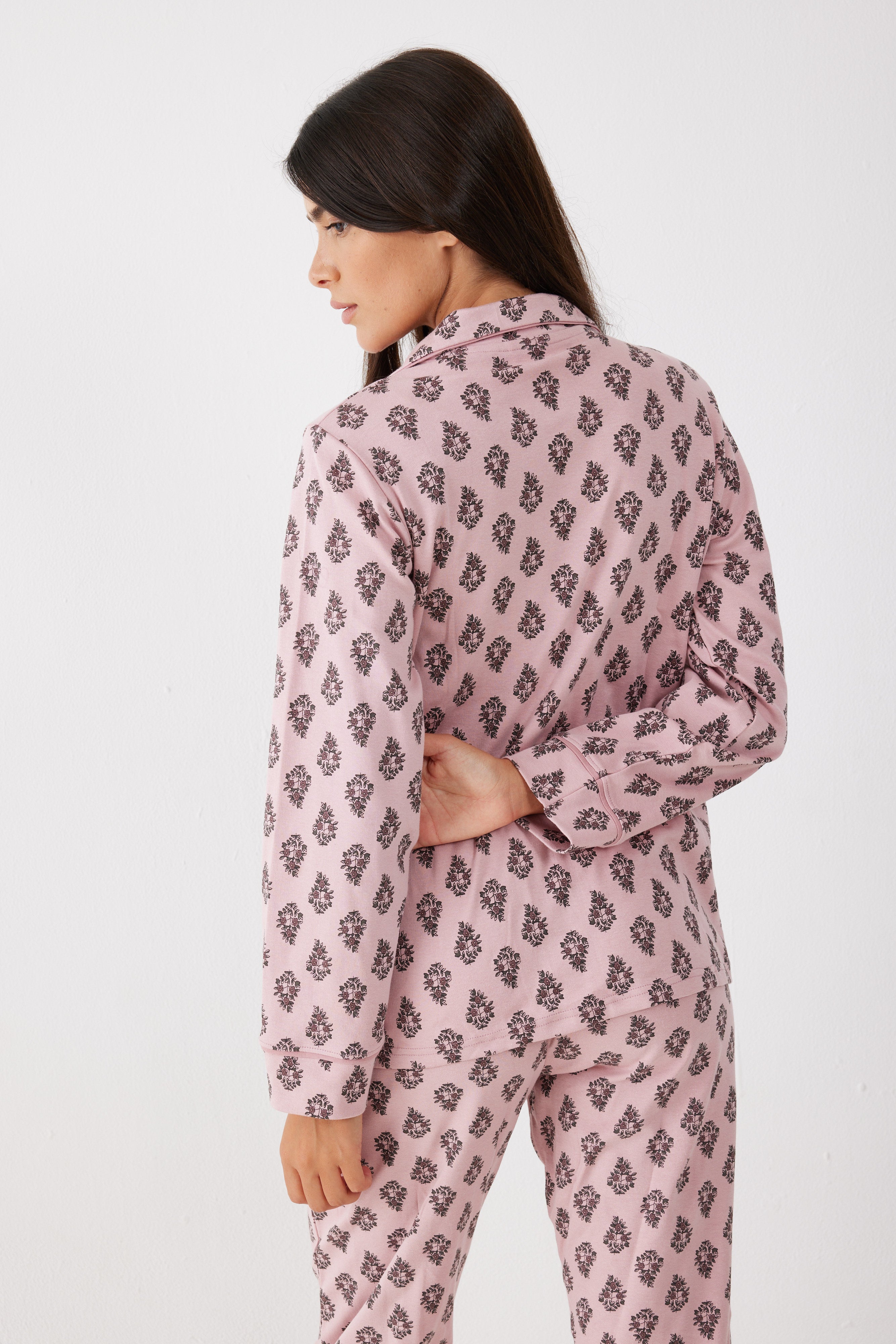 פיג'מה מכופתרת 100% כותנה