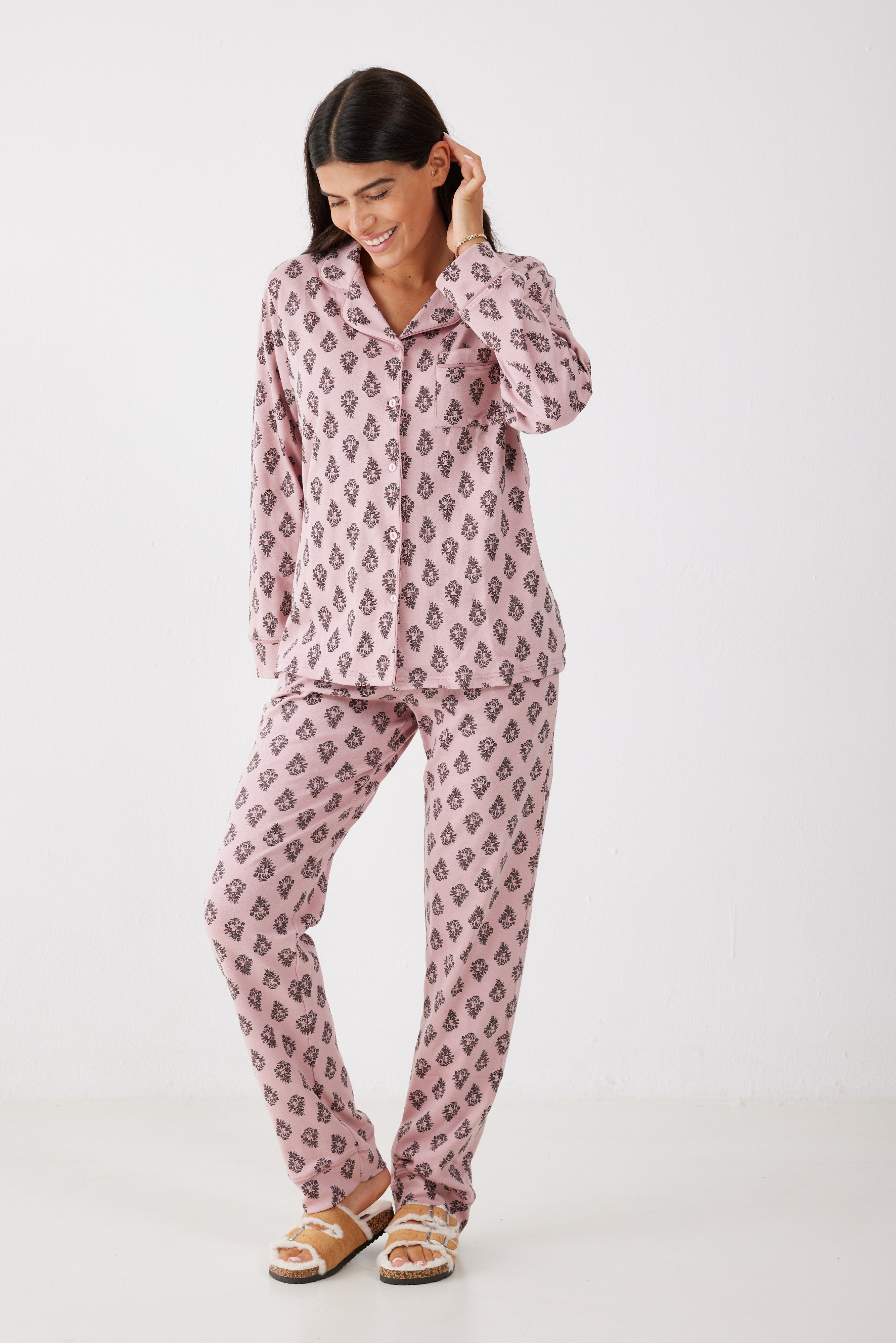 פיג'מה מכופתרת 100% כותנה