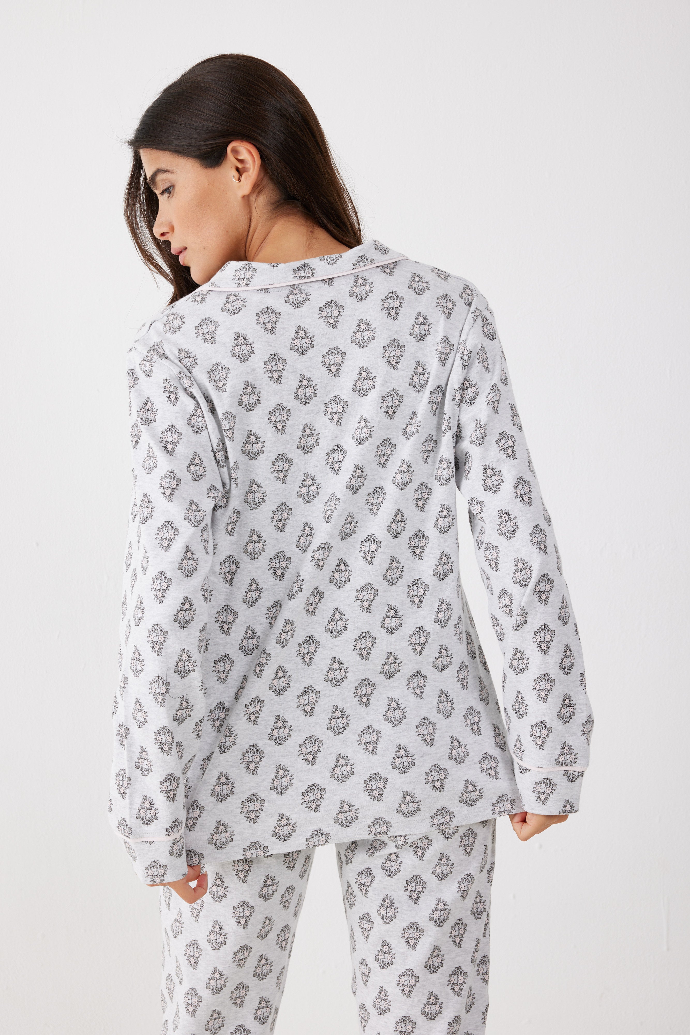 פיג'מה מכופתרת כותנה