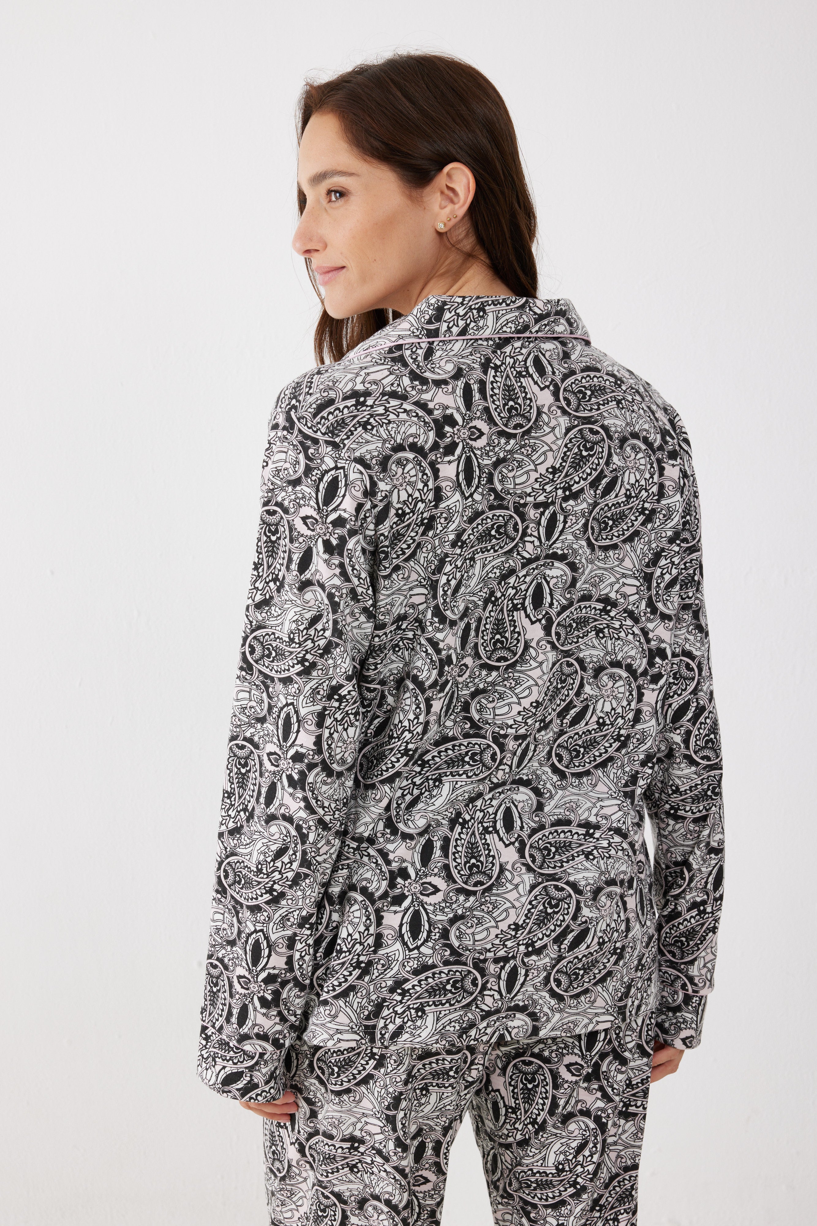 סט פיג'מה אינטרלוק מכופתרת