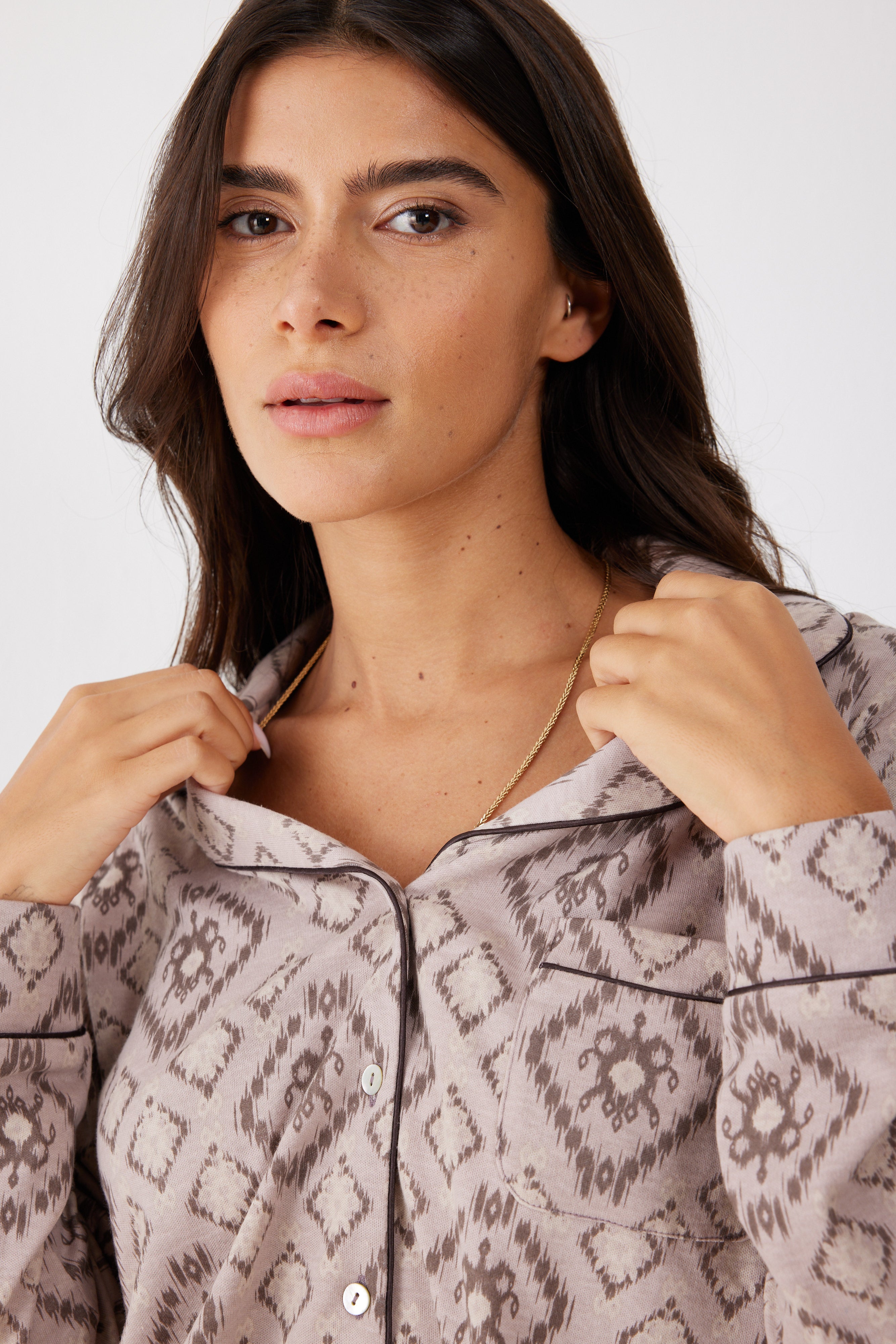 פיג'מה אינטרלוק מכופתרת