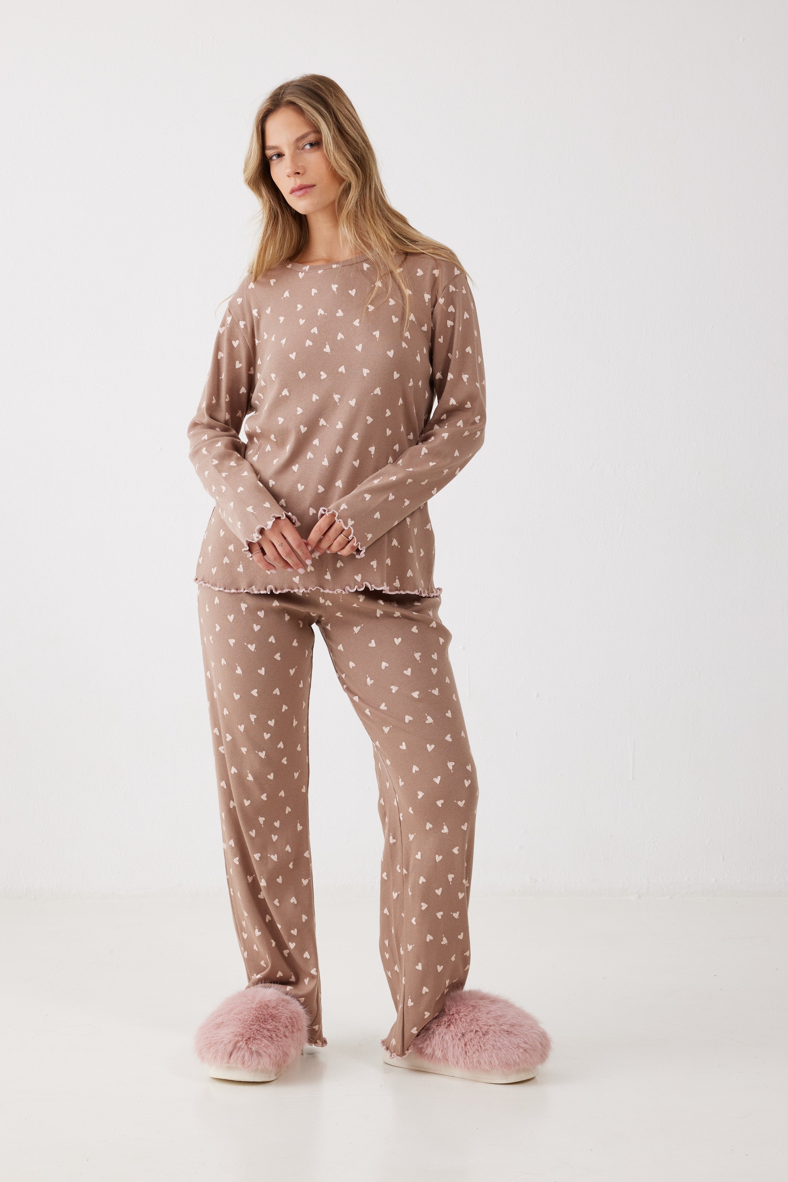 פיג'מה ריב 100% כותנה