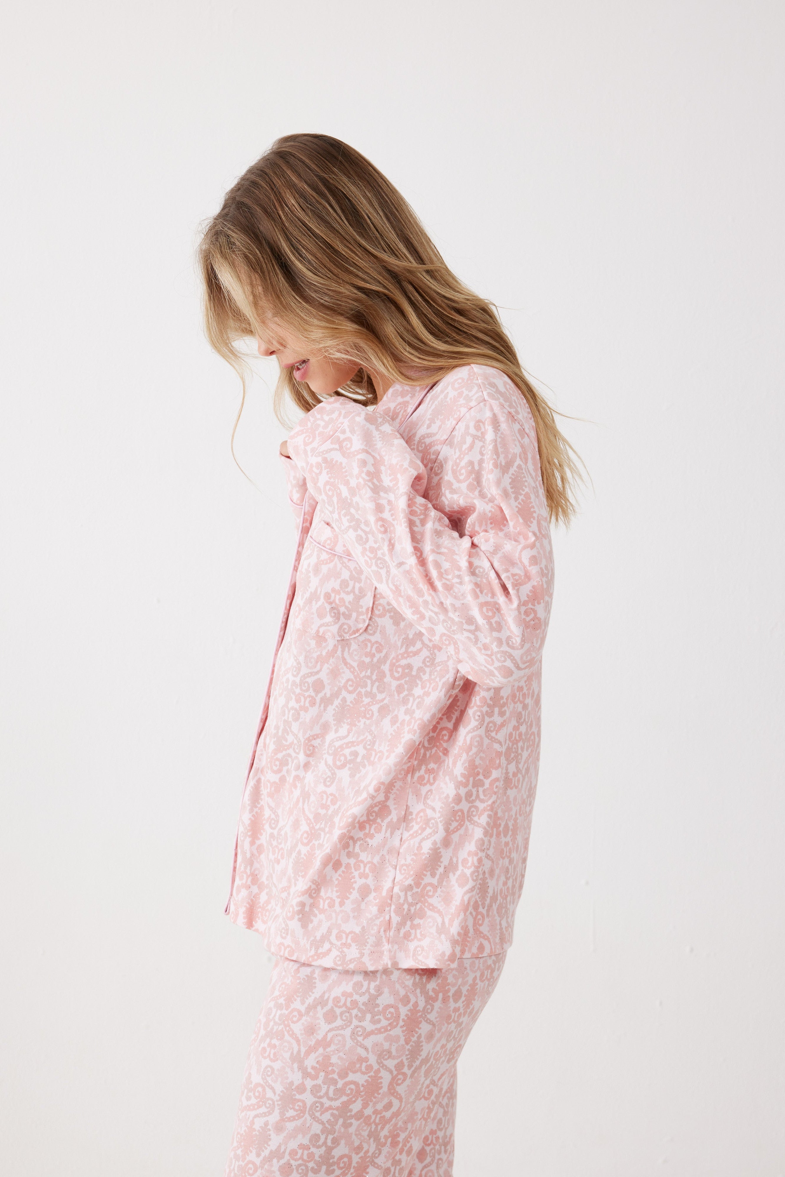 פיג'מה מכופתרת אינטרלוק