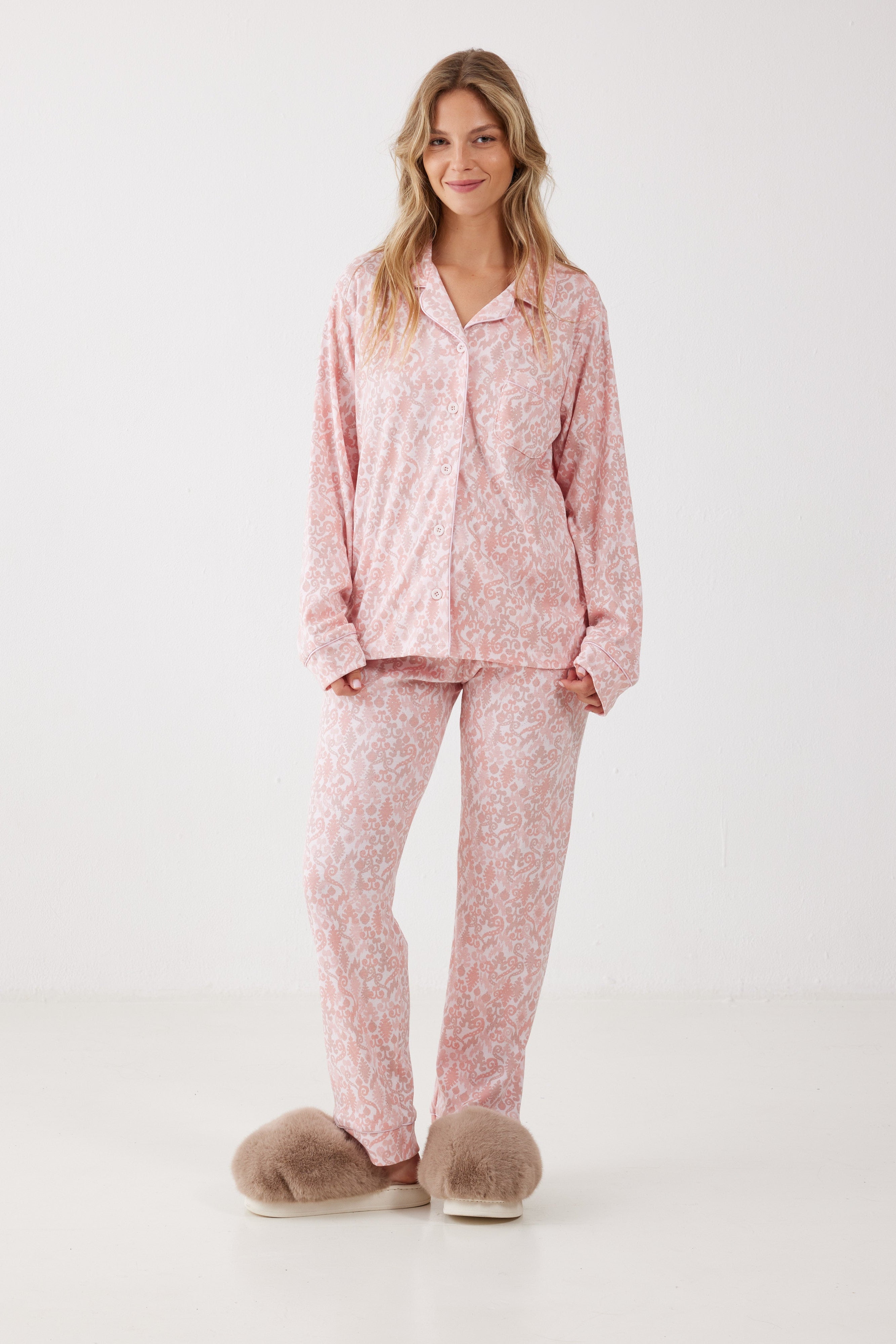 פיג'מה מכופתרת אינטרלוק