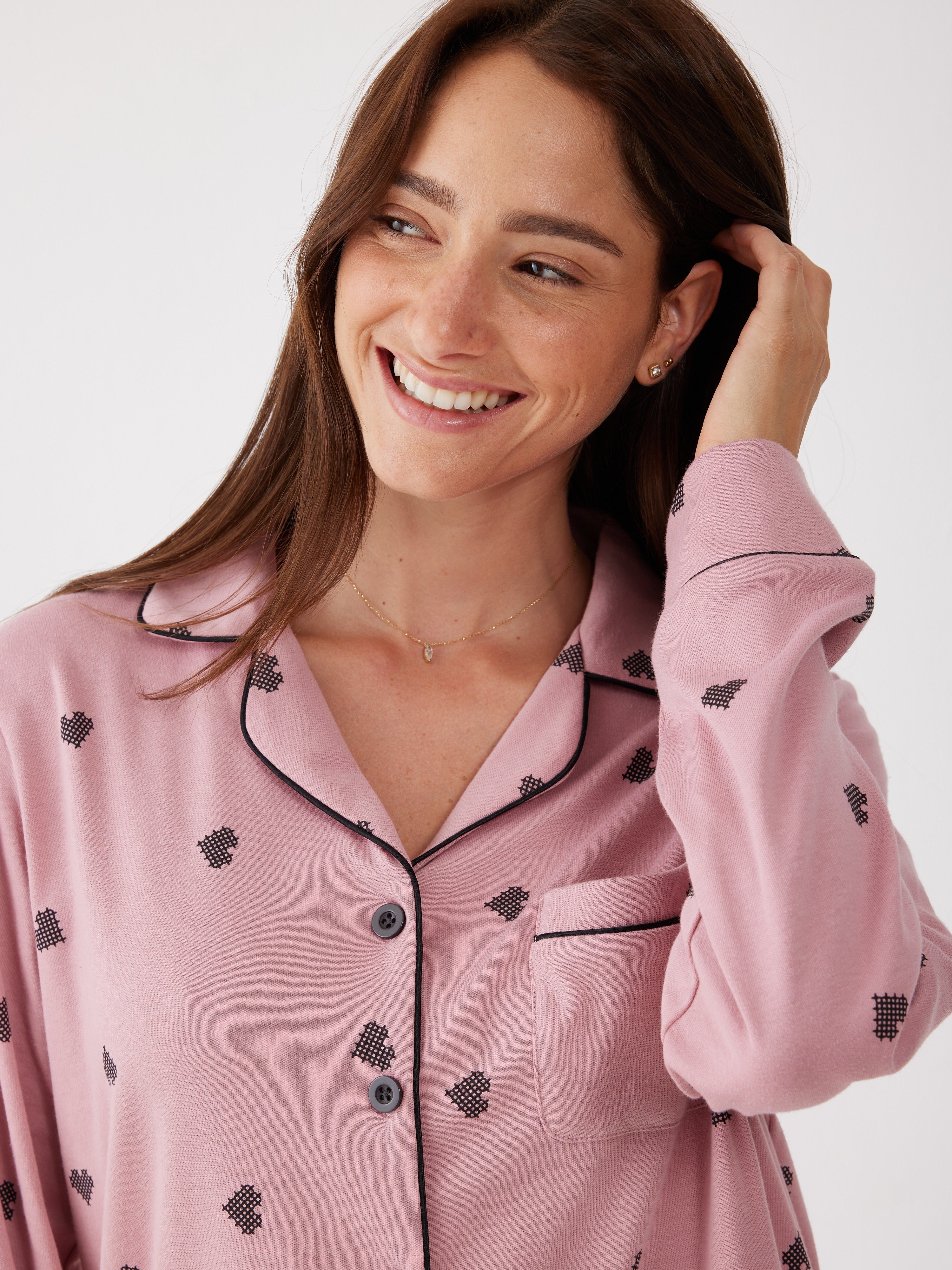 סט פיג'מה מכופתרת