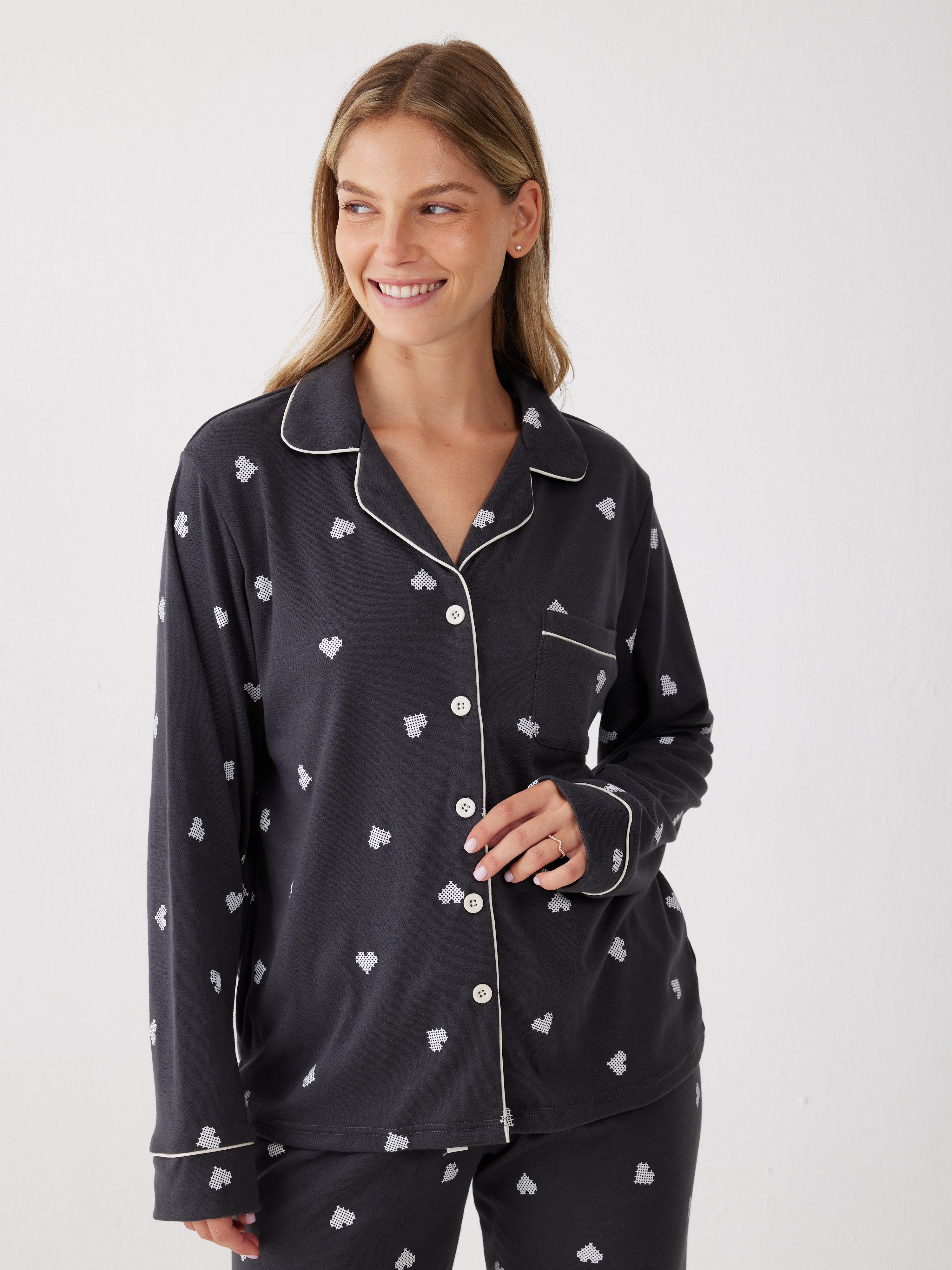 סט פיג'מה מכופתרת