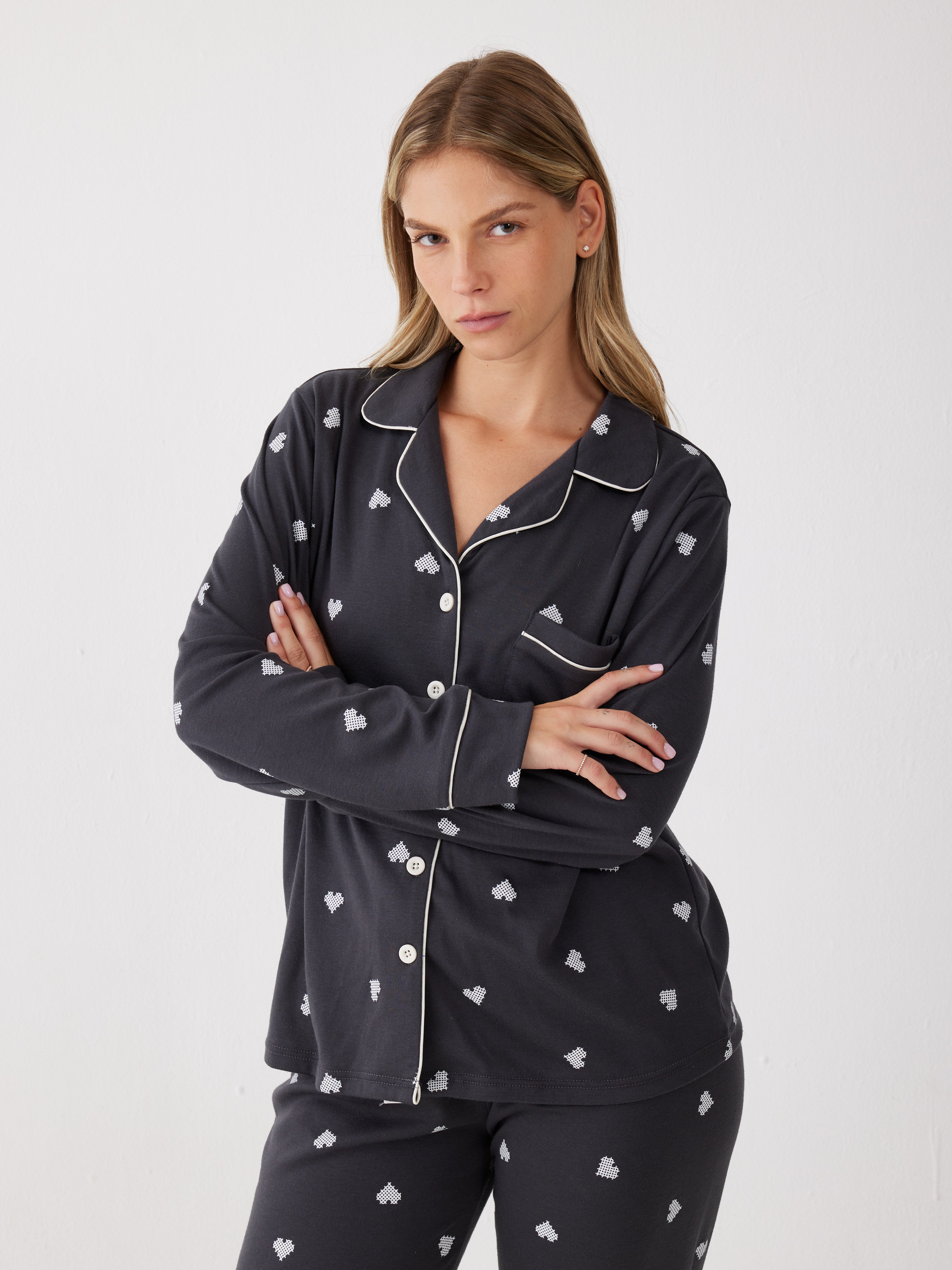 סט פיג'מה מכופתרת