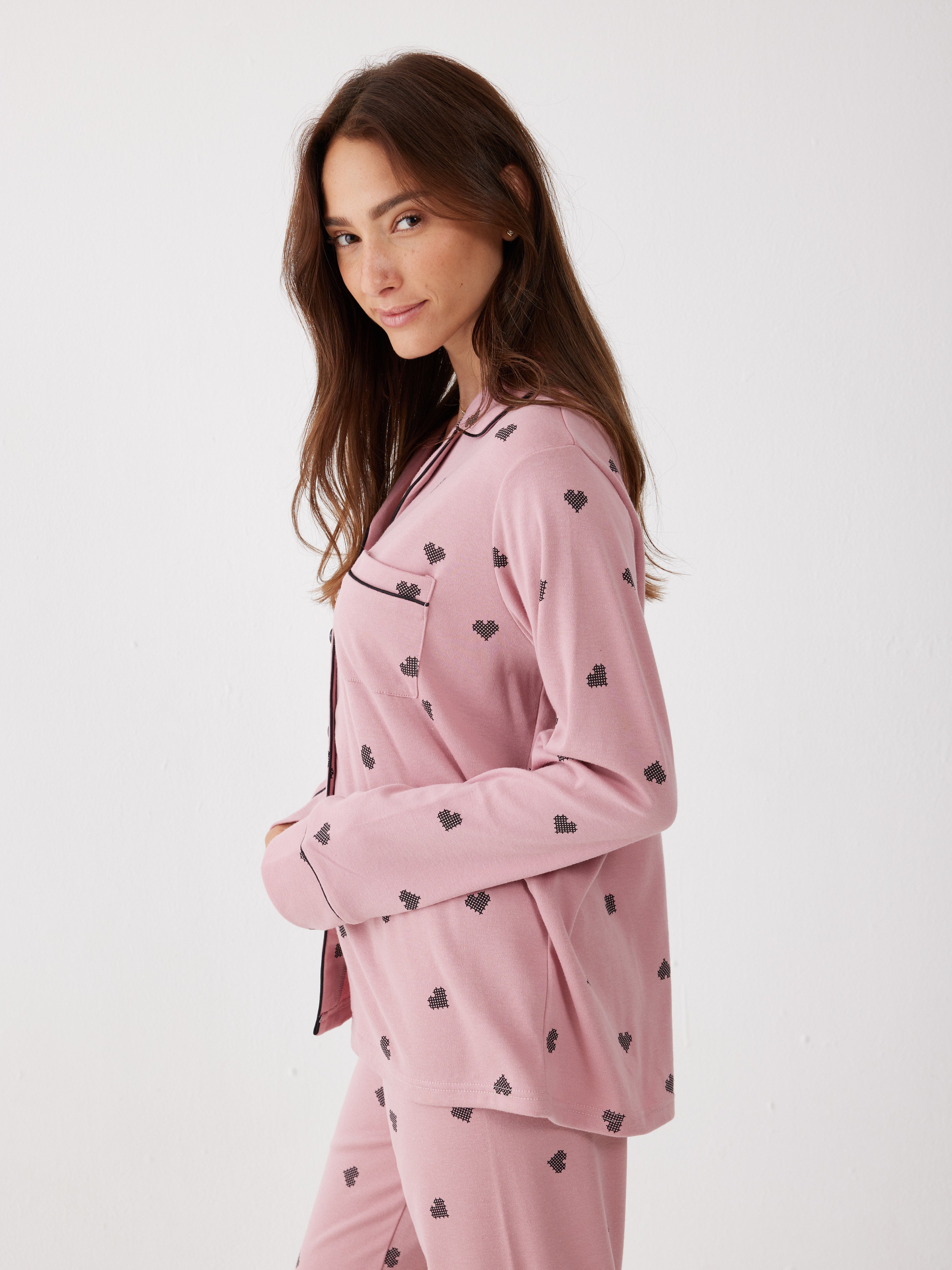 סט פיג'מה מכופתרת