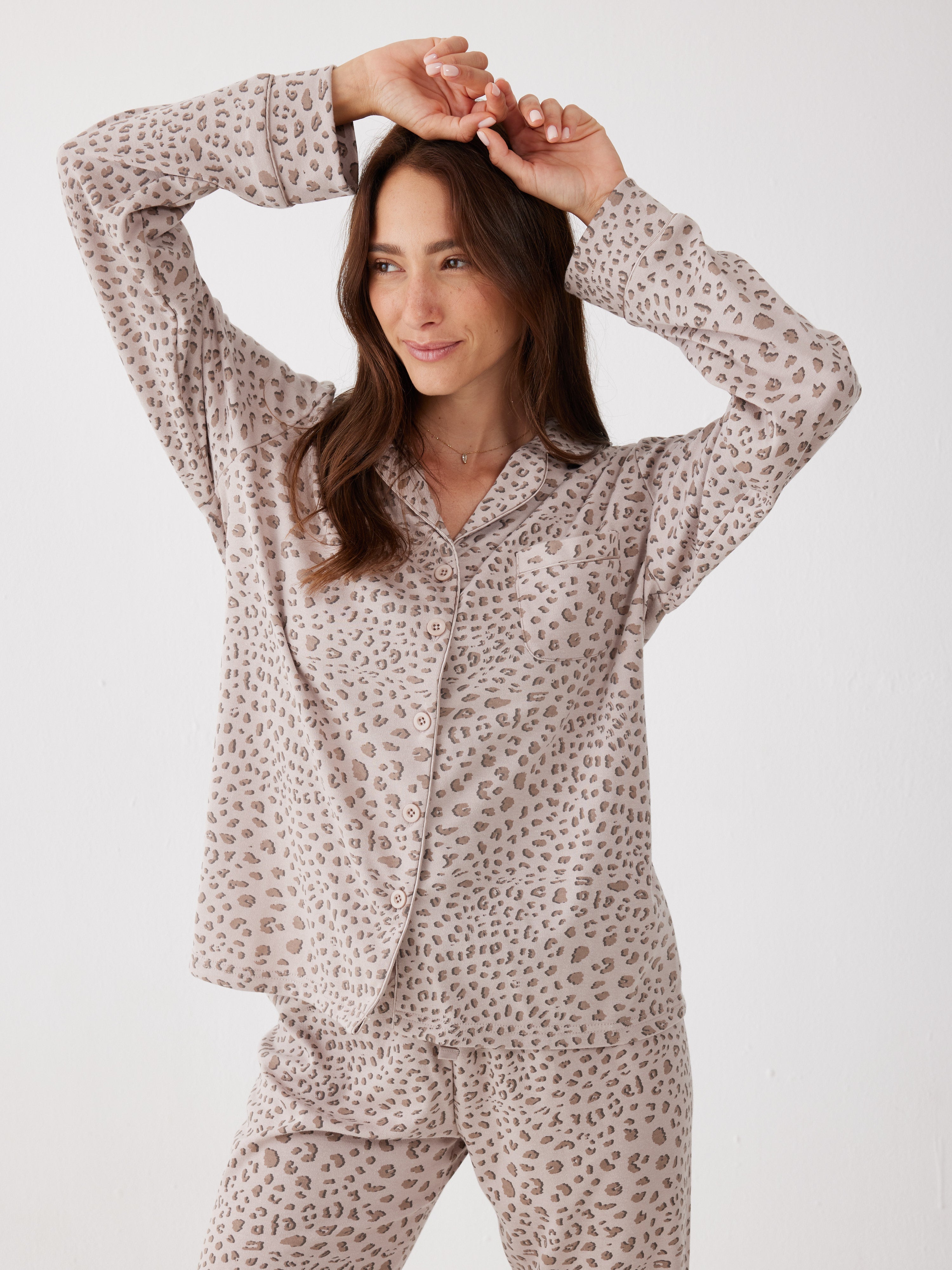 סט פיג'מה אינטרלוק מכופתרת