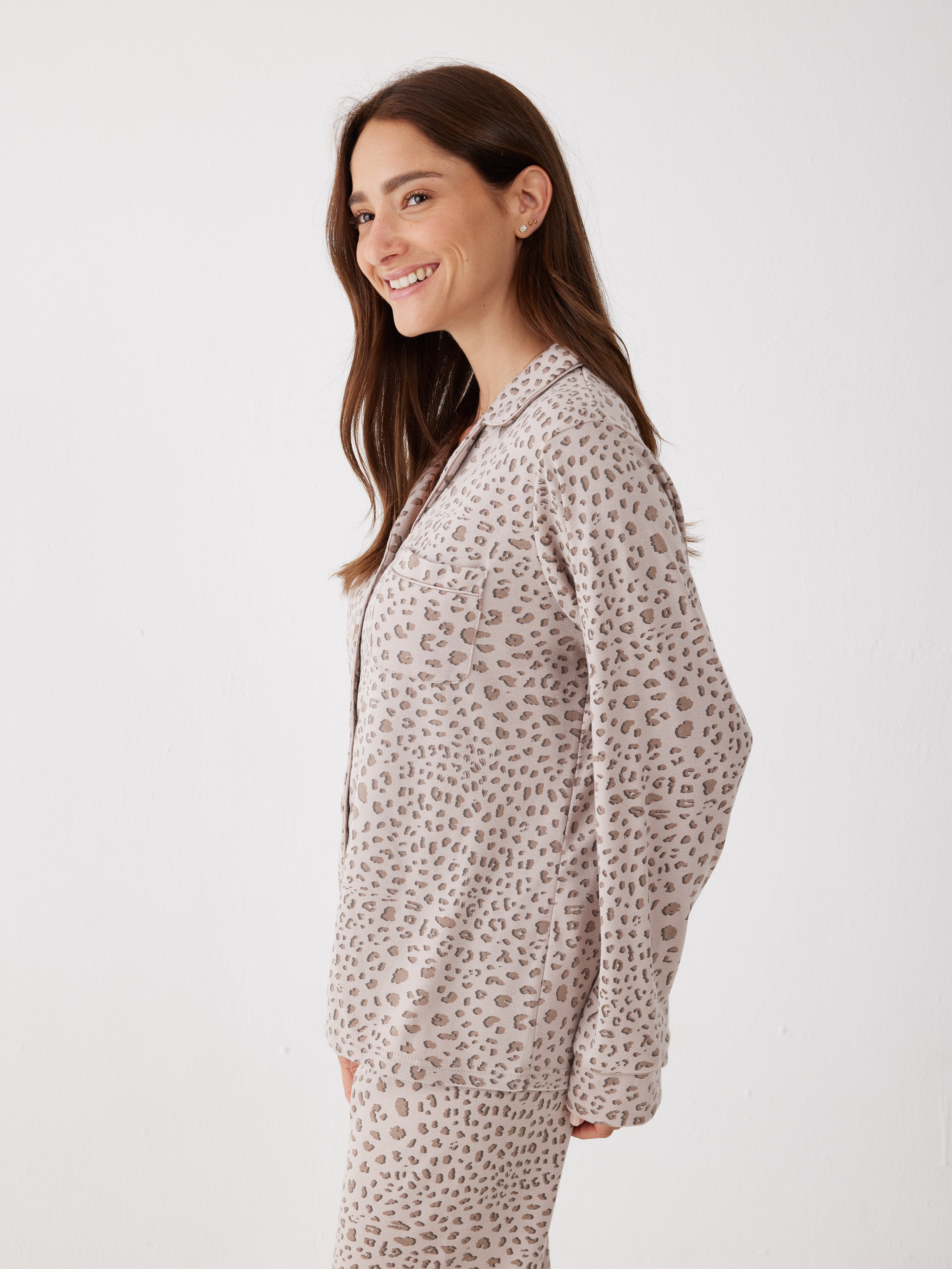 סט פיג'מה אינטרלוק מכופתרת