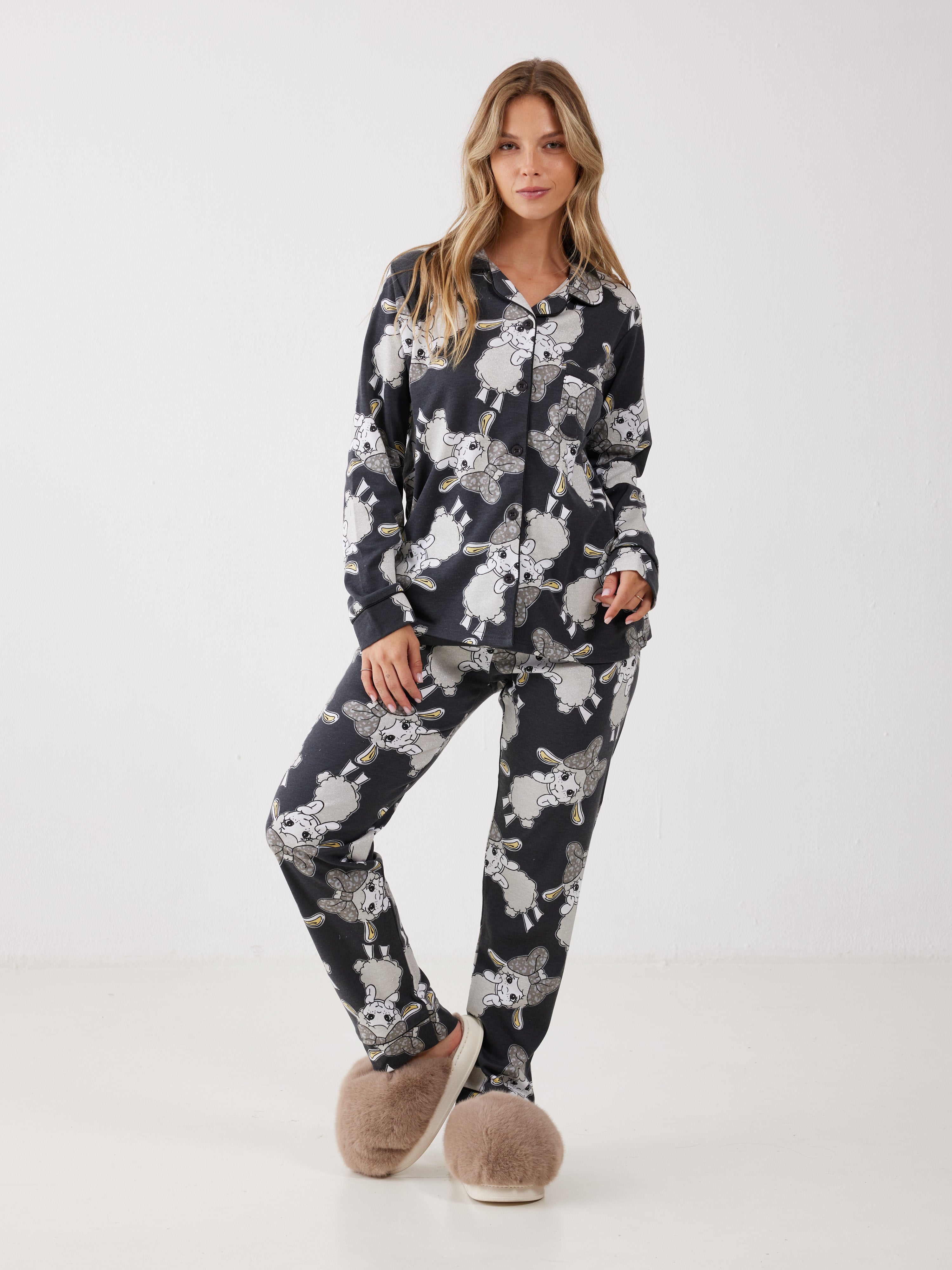 פיג'מה פיפה מכופתרת אינטרלוק