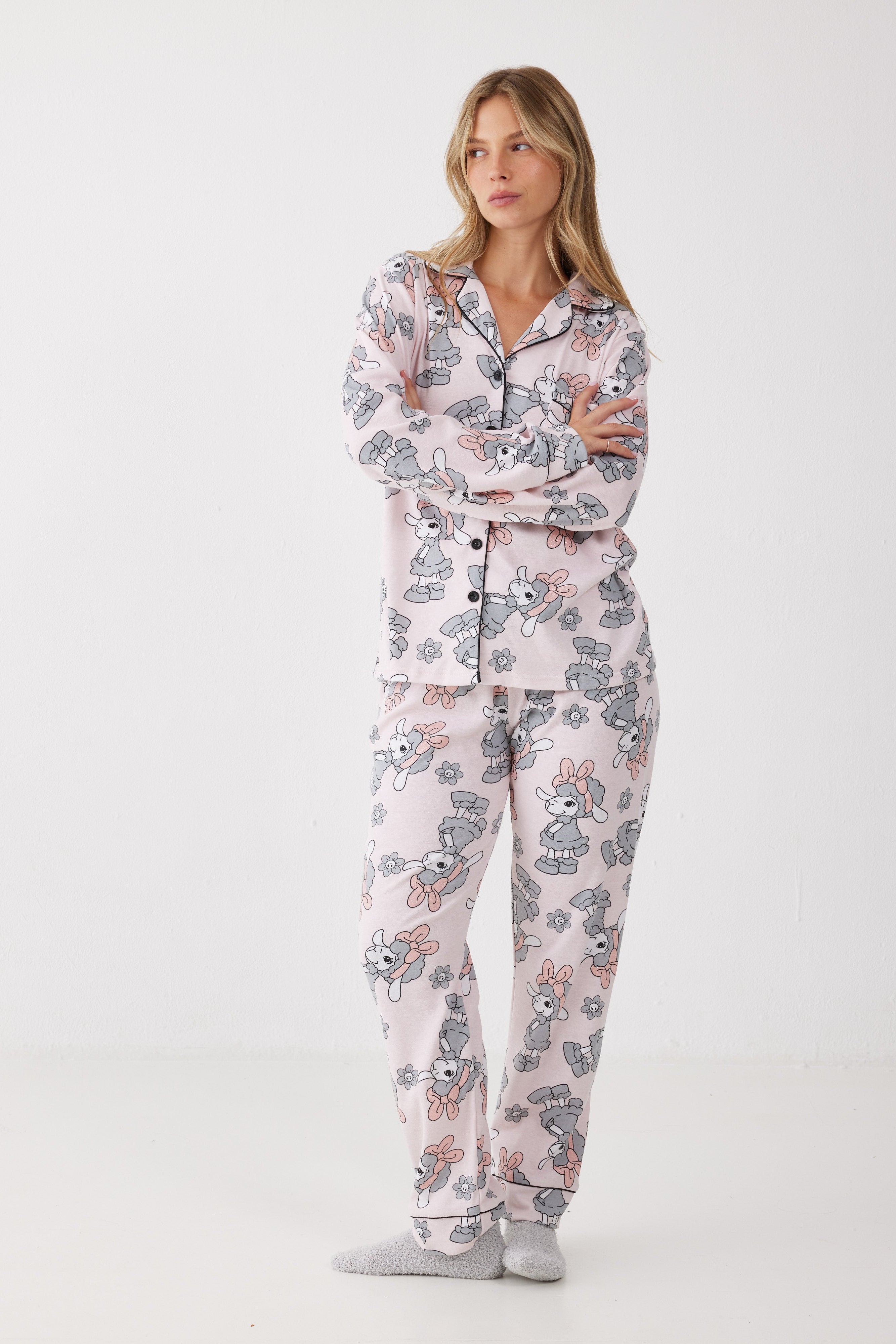 פיג'מה פיפה מכופתרת אינטרלוק