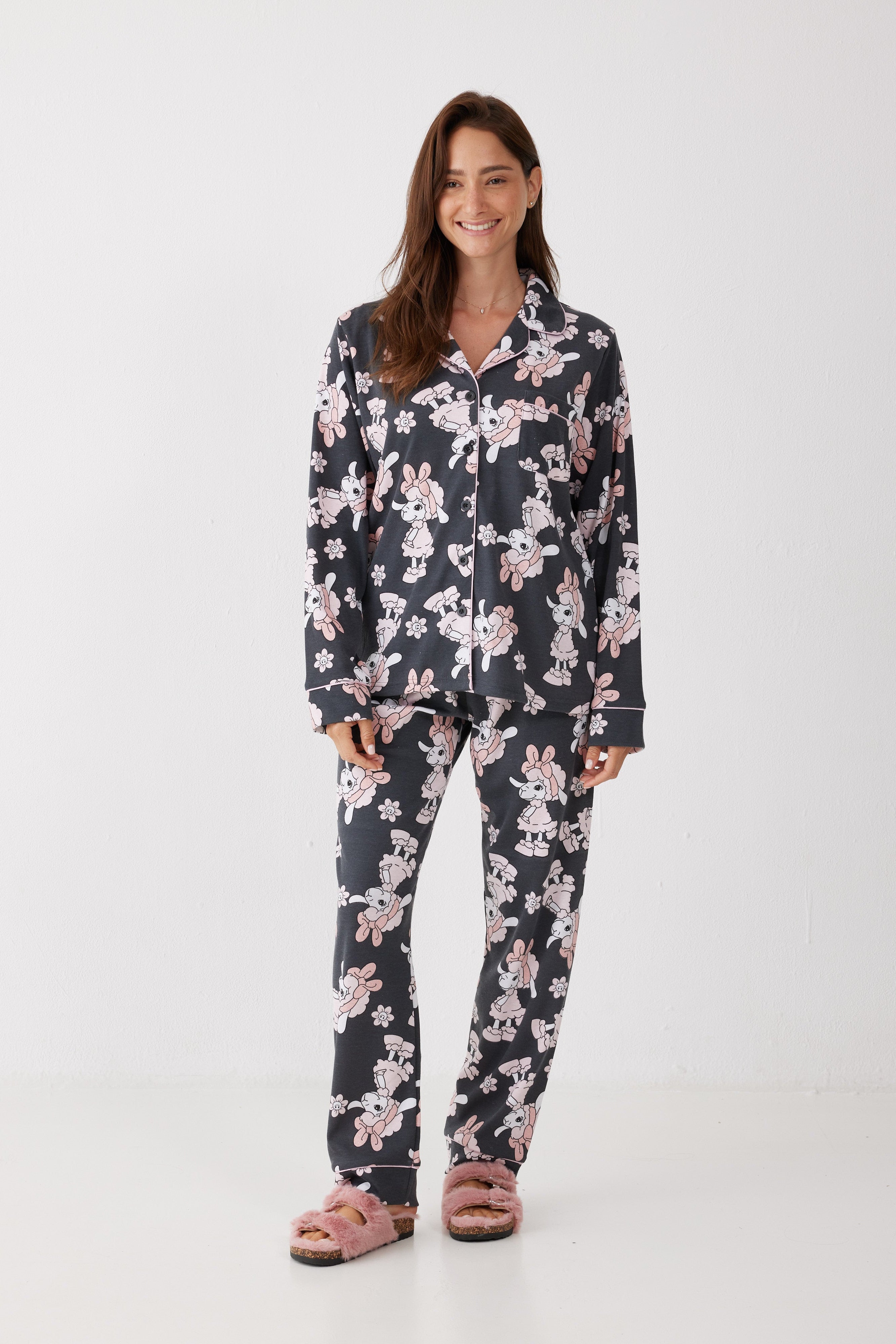 פיג'מה פיפה מכופתרת אינטרלוק