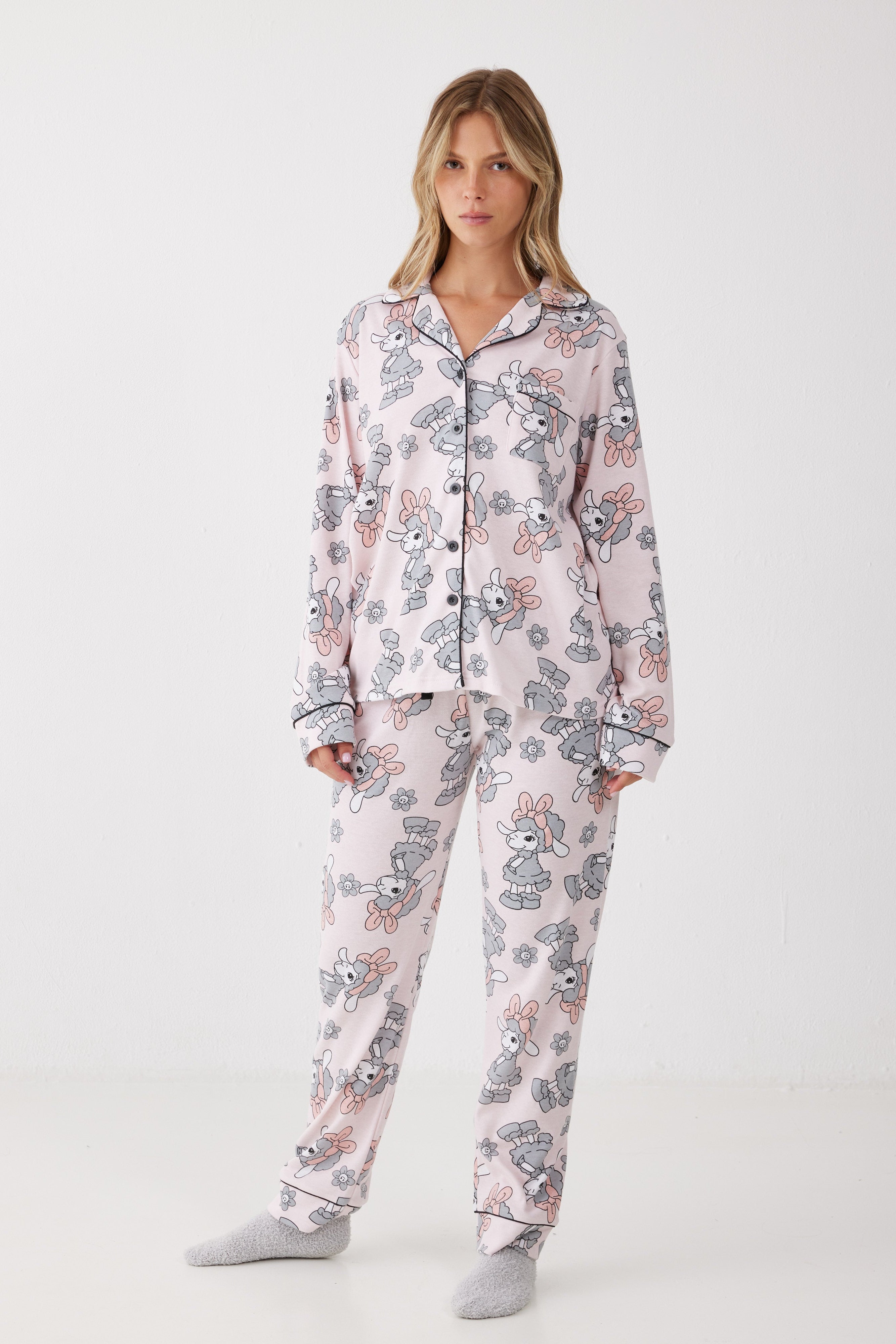 פיג'מה פיפה מכופתרת אינטרלוק