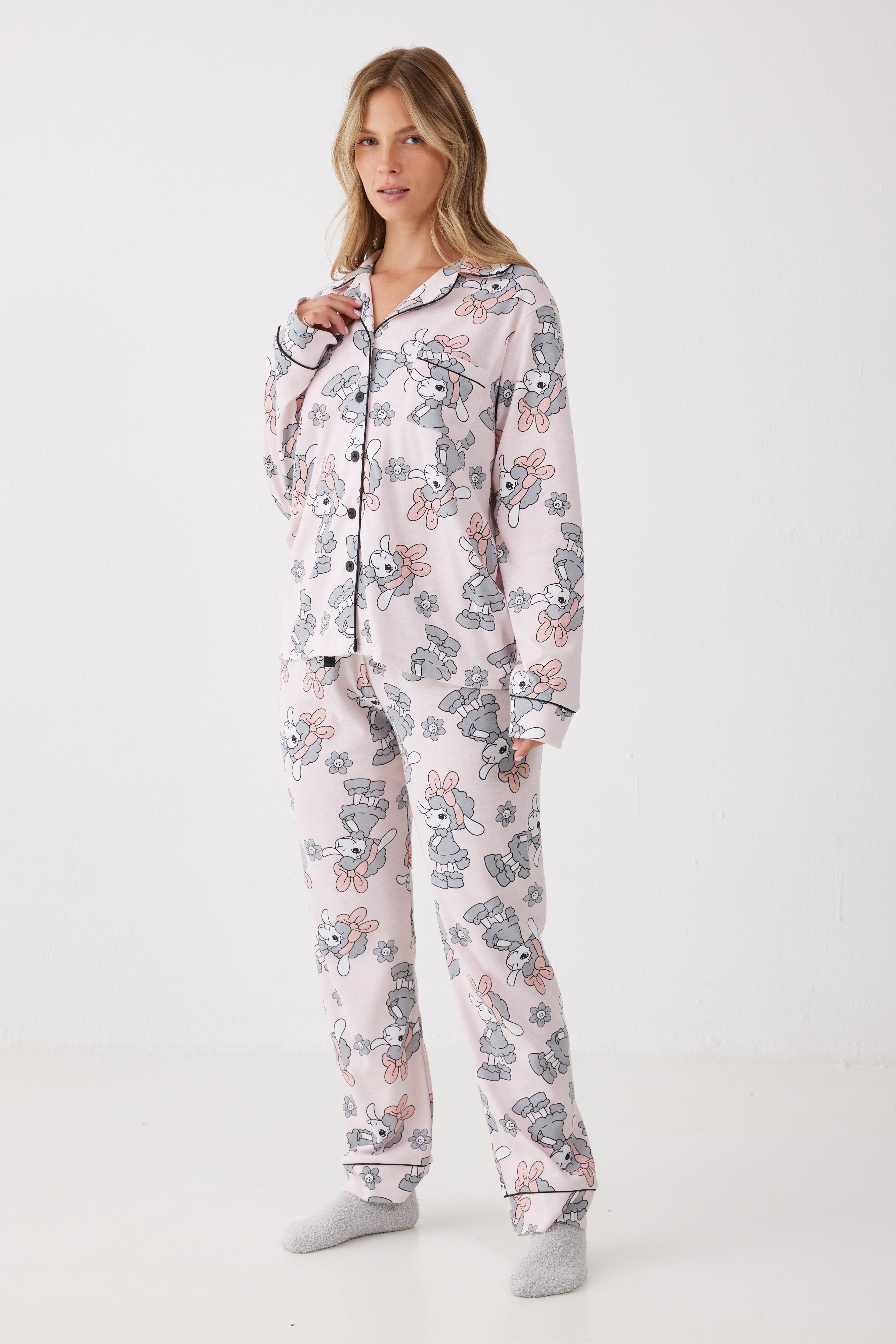 פיג'מה פיפה מכופתרת אינטרלוק