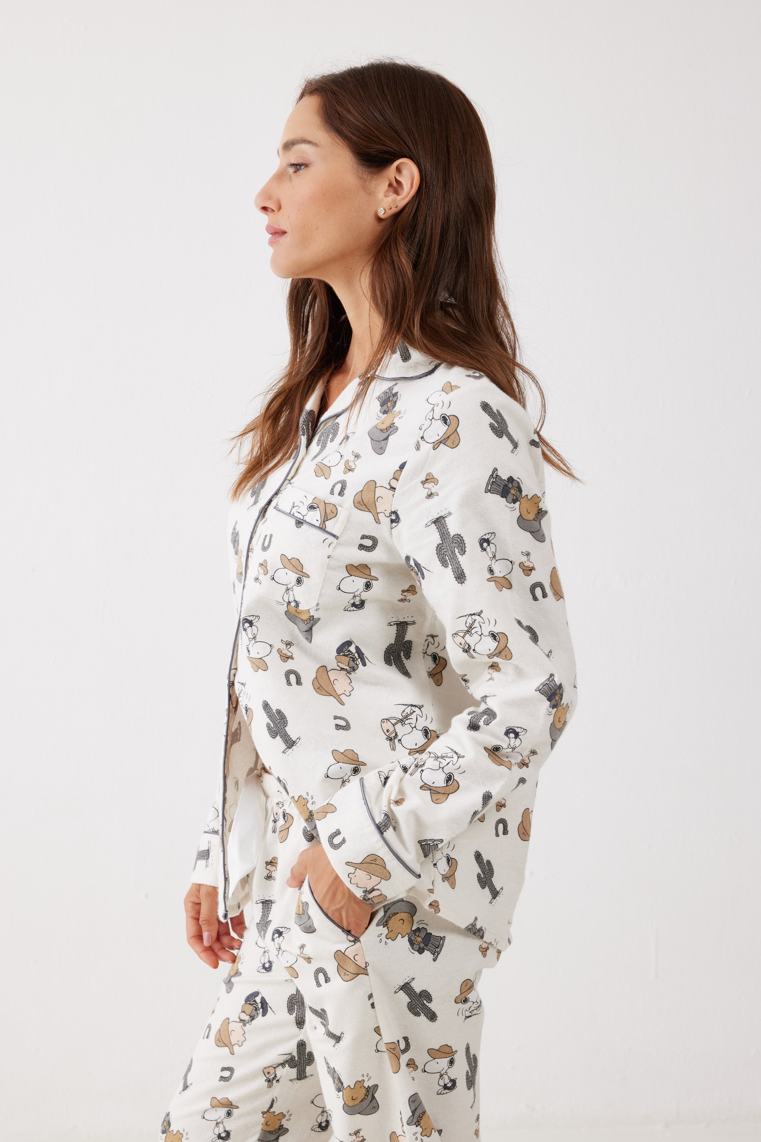 סט פיג'מה מכופתרת כותנה