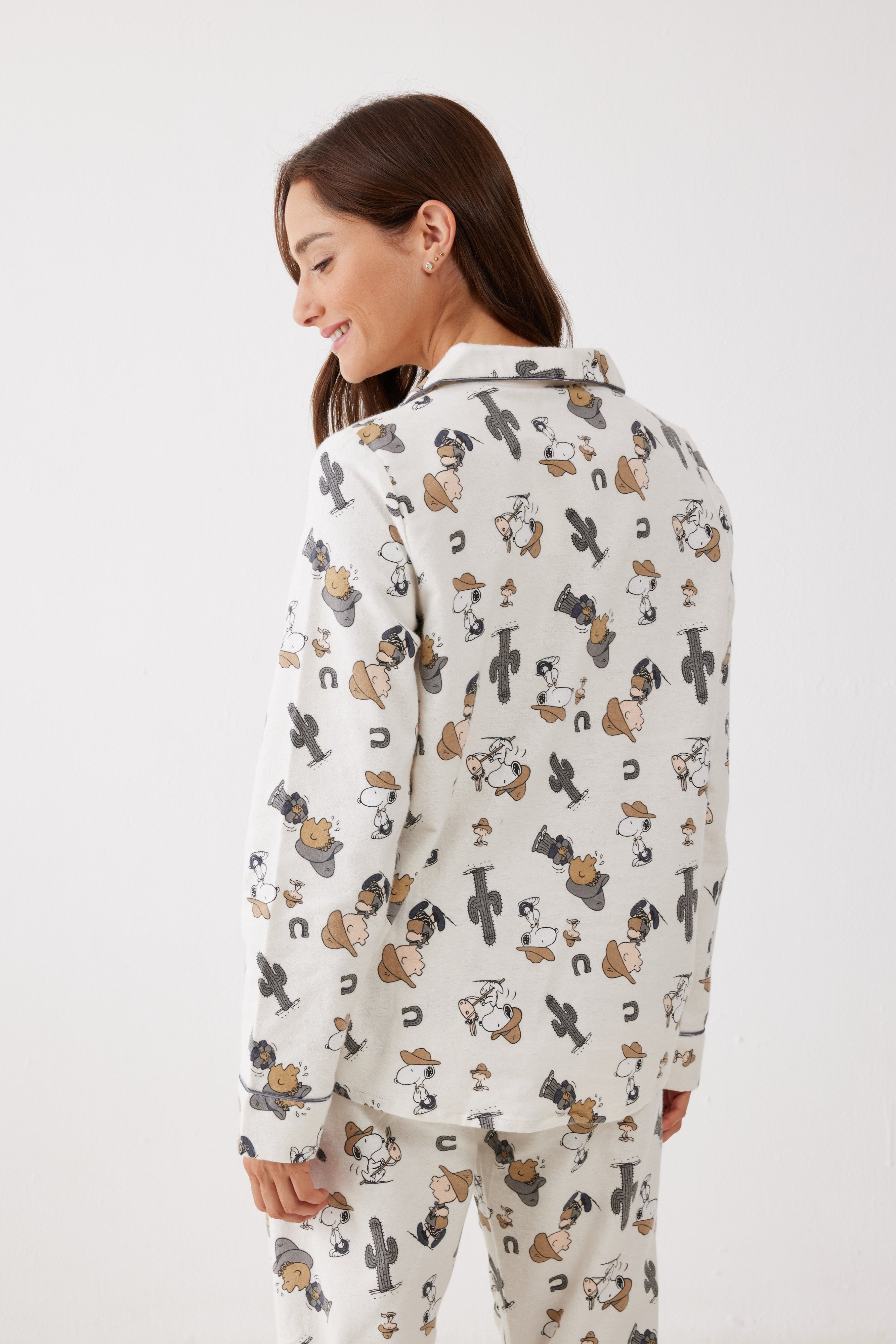 סט פיג'מה מכופתרת כותנה